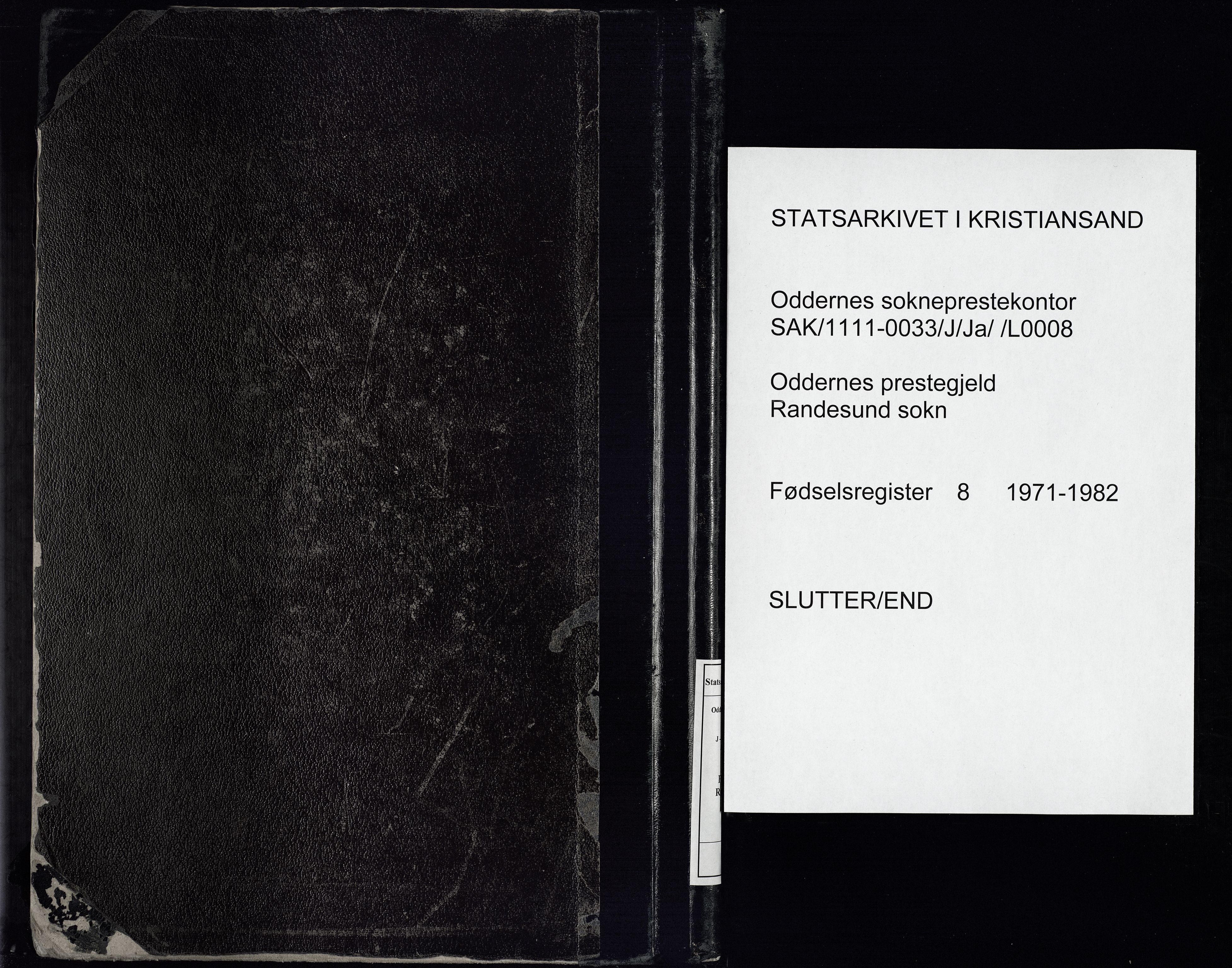 Oddernes sokneprestkontor, SAK/1111-0033/J/Ja/L0008: Fødselsregister nr. 8, 1971-1982