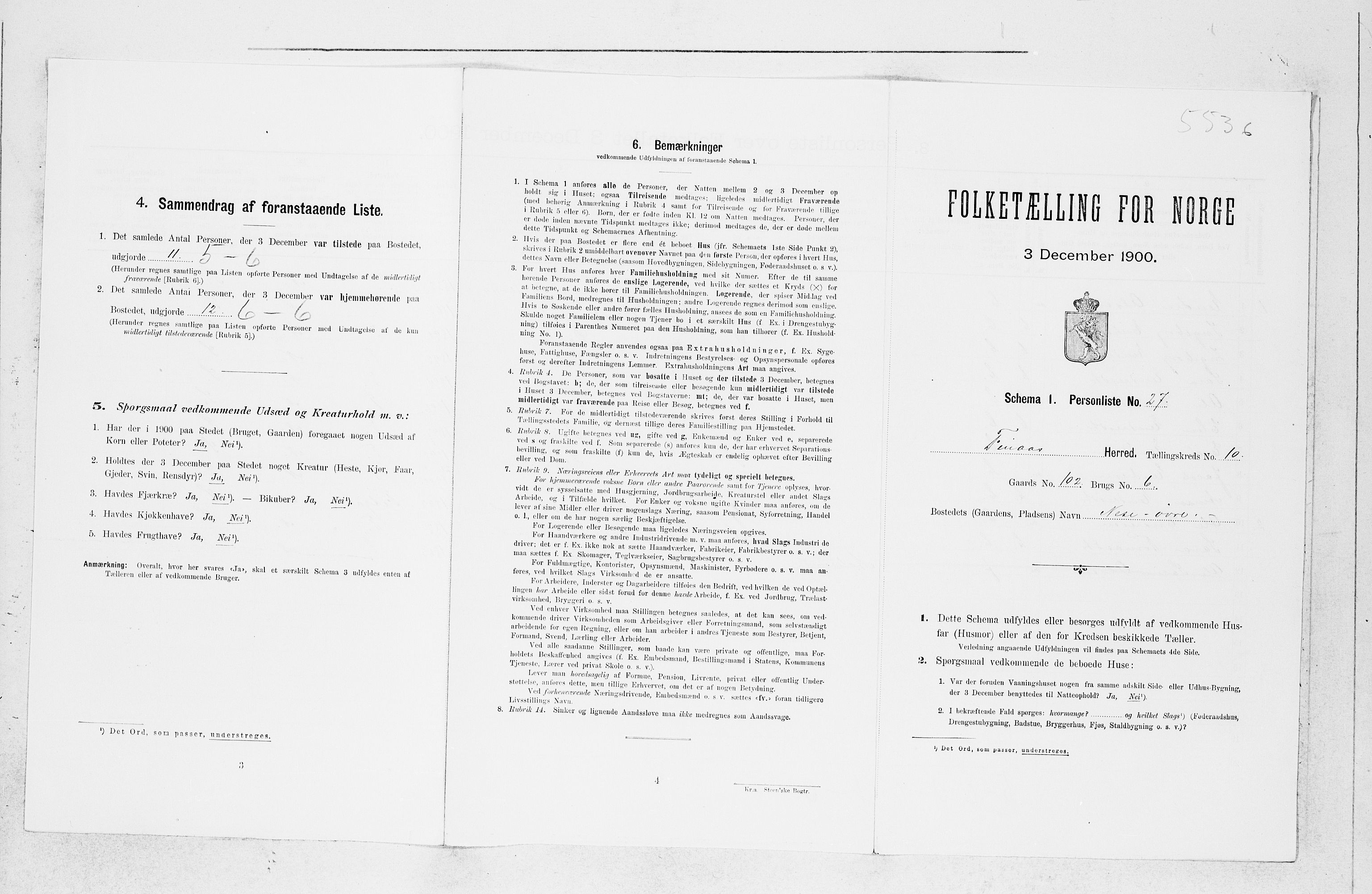 SAB, Folketelling 1900 for 1218 Finnås herred, 1900, s. 1096