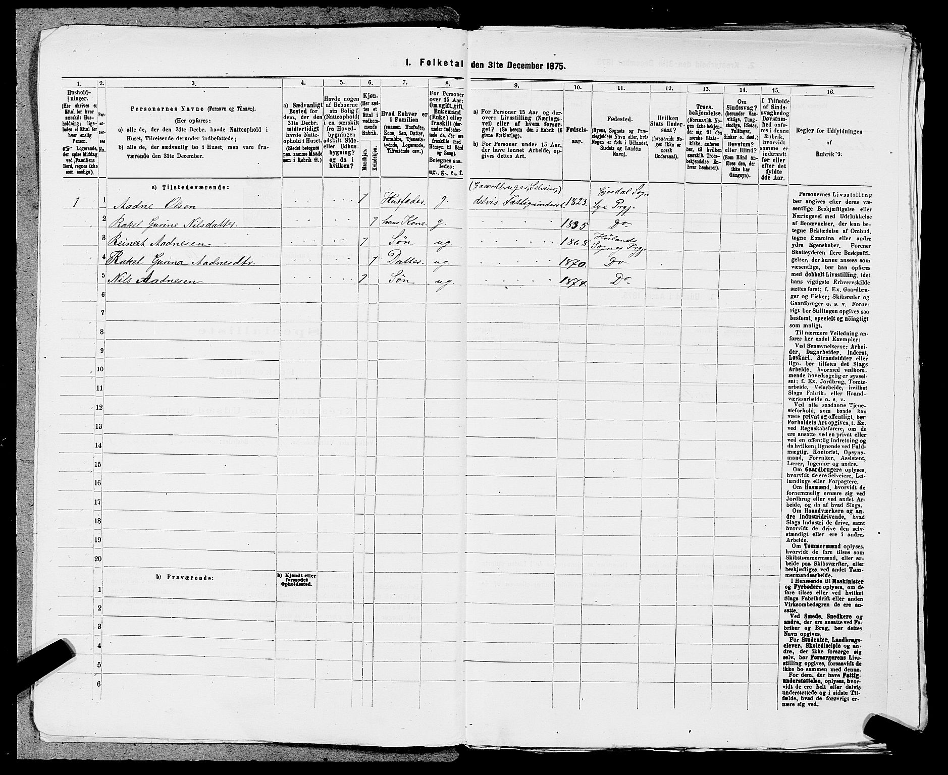 SAST, Folketelling 1875 for 1123L Høyland prestegjeld, Høyland sokn, 1875, s. 1227