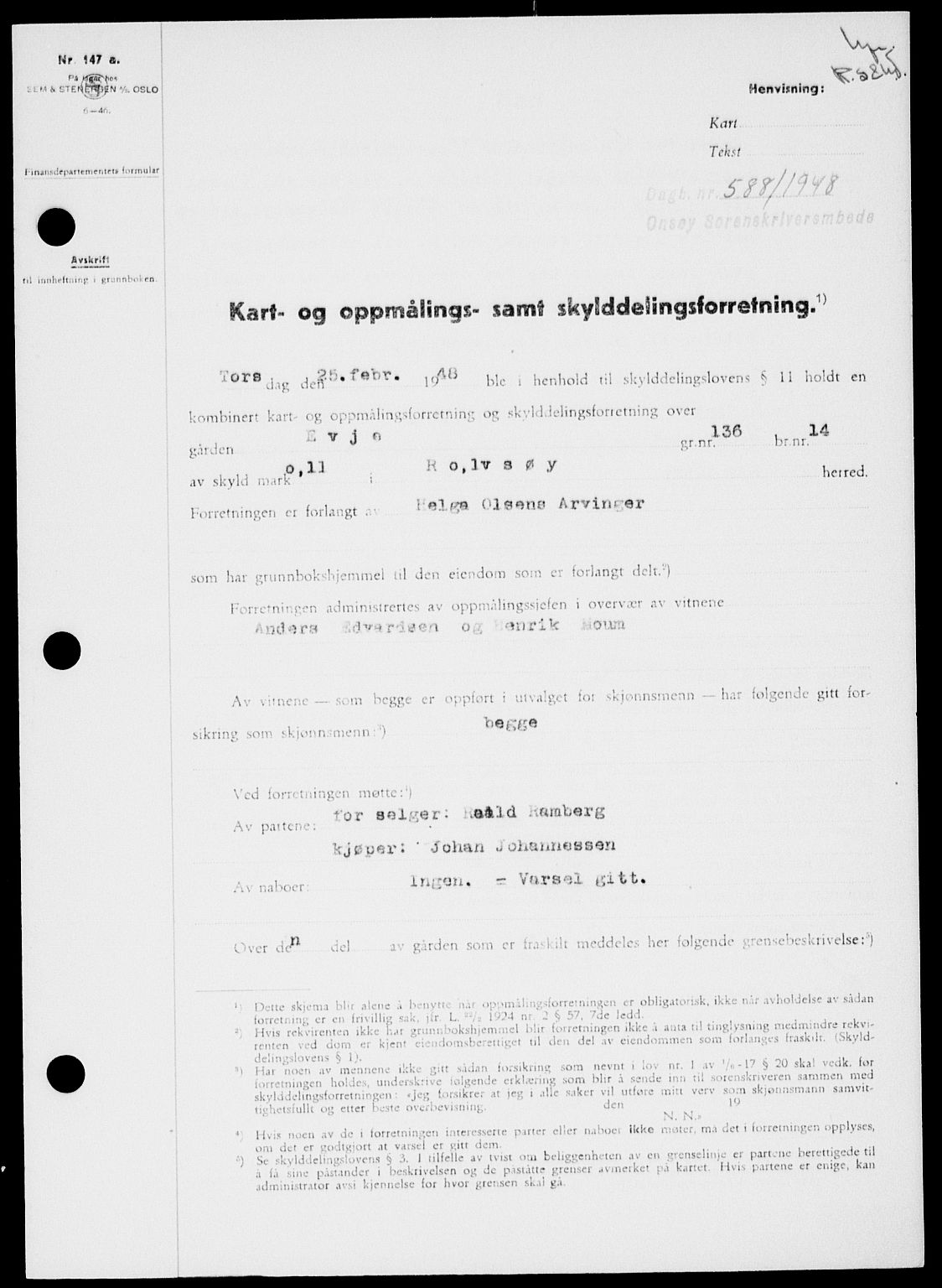 Onsøy sorenskriveri, SAO/A-10474/G/Ga/Gab/L0022: Pantebok nr. II A-22, 1947-1948, Dagboknr: 588/1948