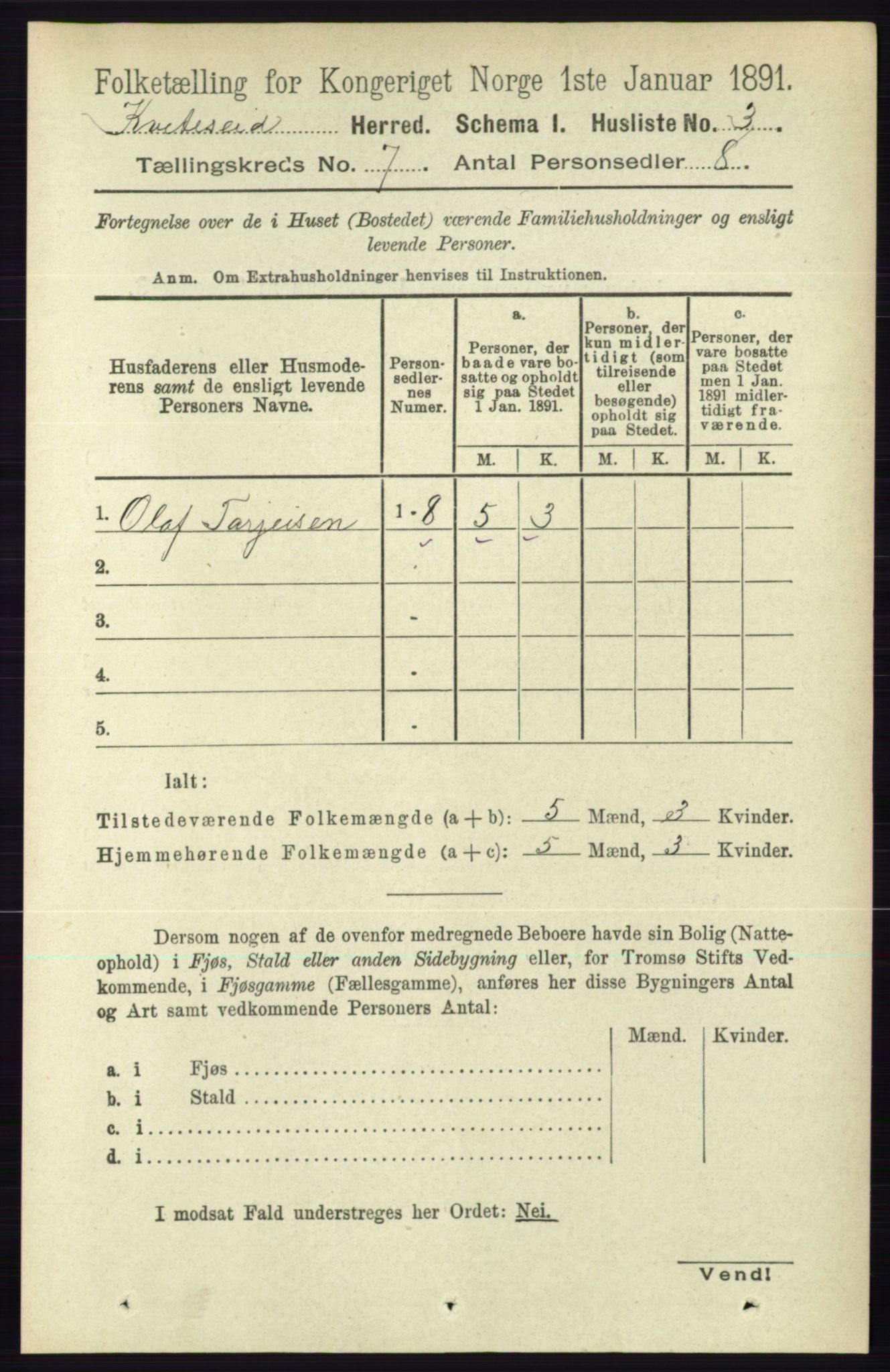 RA, Folketelling 1891 for 0829 Kviteseid herred, 1891, s. 1332