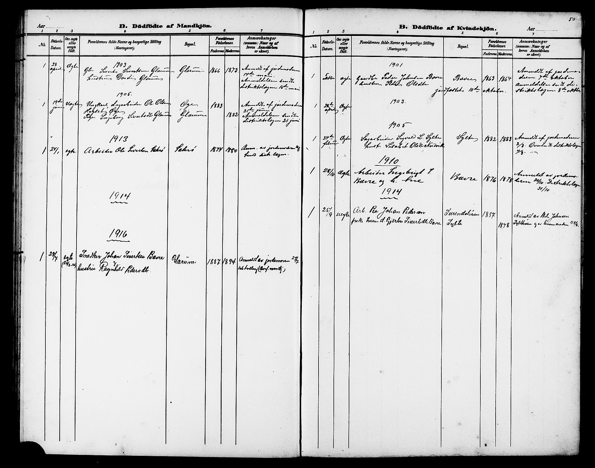 Ministerialprotokoller, klokkerbøker og fødselsregistre - Møre og Romsdal, AV/SAT-A-1454/595/L1053: Klokkerbok nr. 595C05, 1901-1919, s. 50