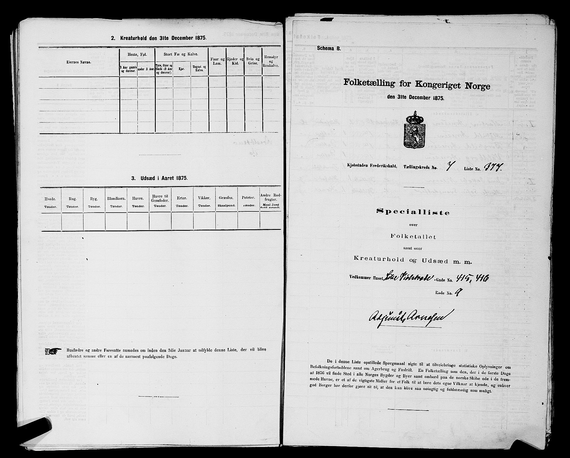 RA, Folketelling 1875 for 0101P Fredrikshald prestegjeld, 1875, s. 927