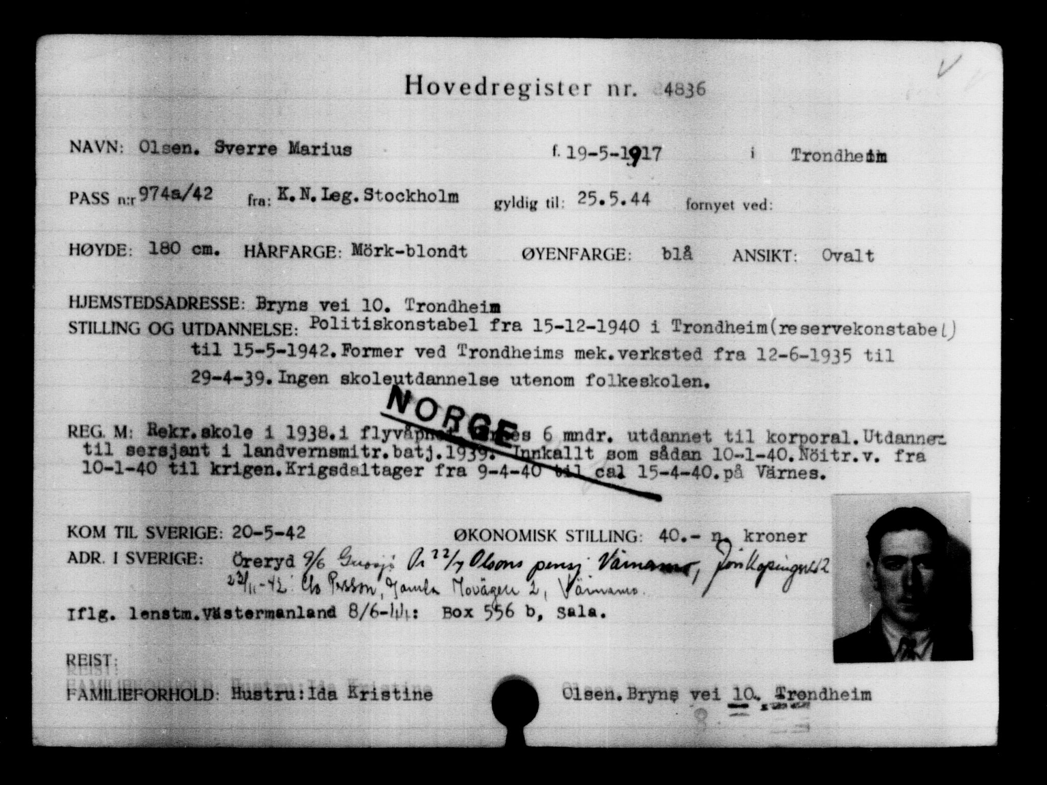 Den Kgl. Norske Legasjons Flyktningskontor, AV/RA-S-6753/V/Va/L0004: Kjesäterkartoteket.  Flyktningenr. 3496-6610, 1940-1945, s. 1588