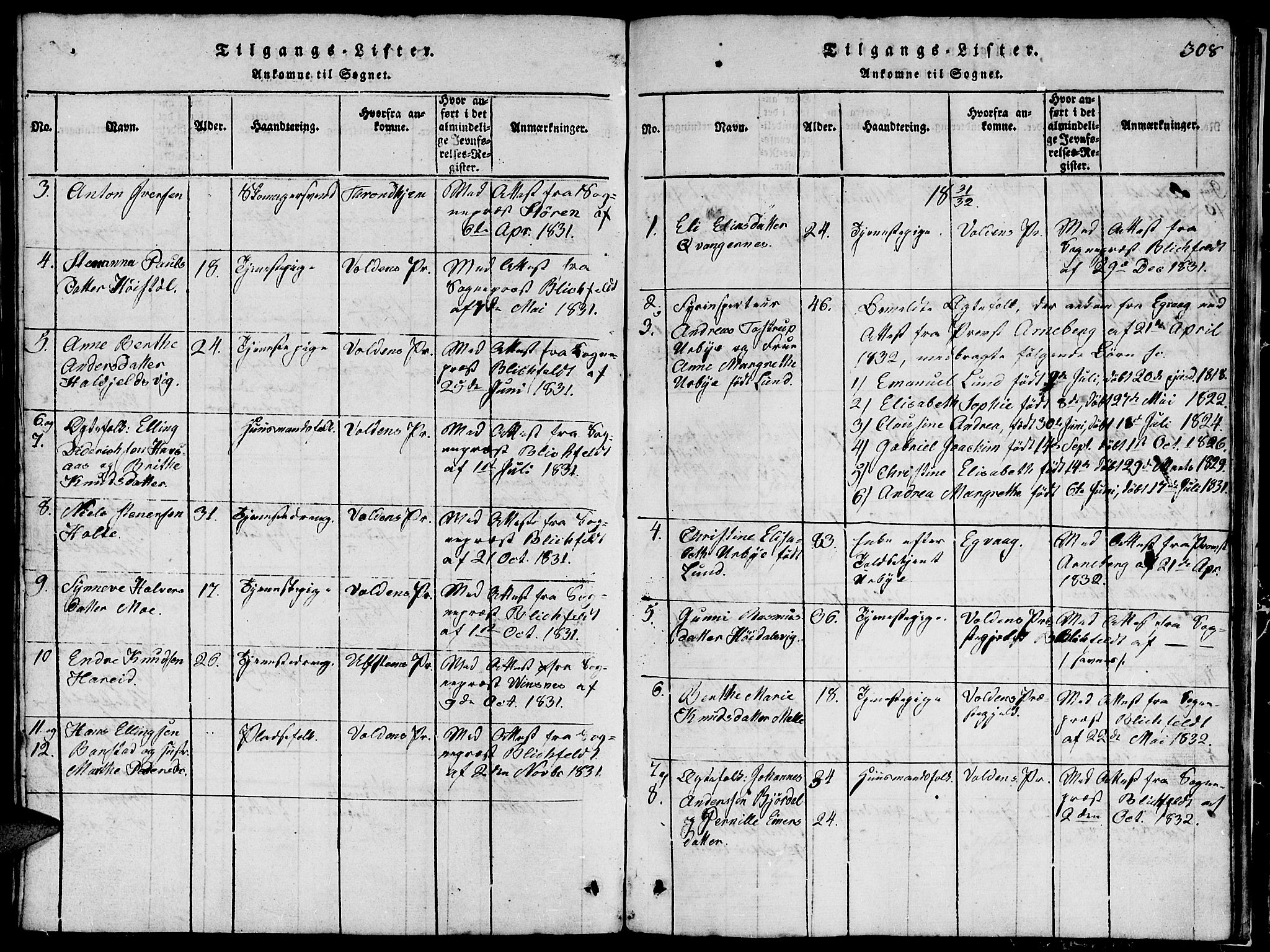 Ministerialprotokoller, klokkerbøker og fødselsregistre - Møre og Romsdal, SAT/A-1454/507/L0078: Klokkerbok nr. 507C01, 1816-1840, s. 308