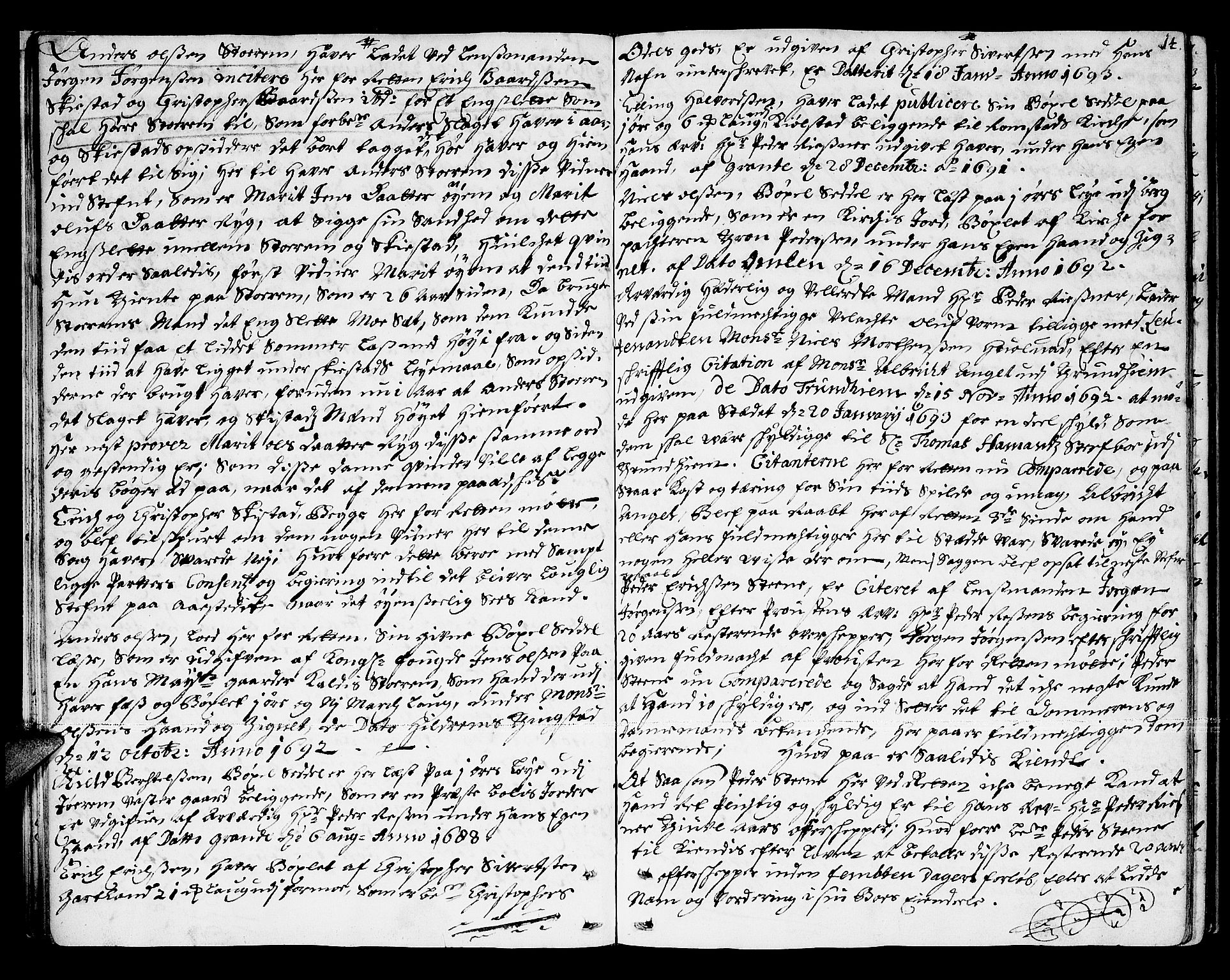 Namdal sorenskriveri, AV/SAT-A-4133/1/1/1A/L0002: Tingbok, 1693-1699, s. 13b-14a