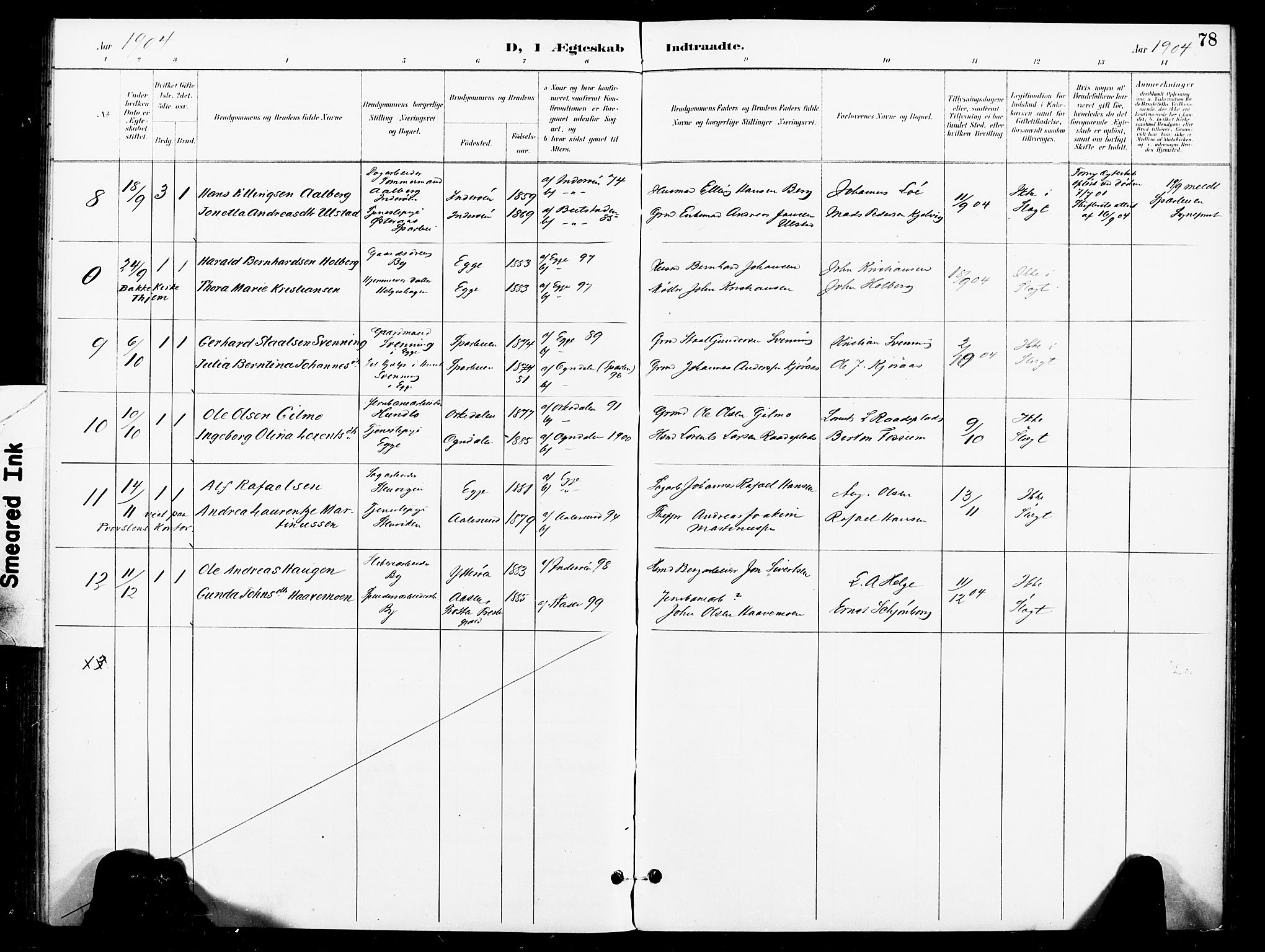 Ministerialprotokoller, klokkerbøker og fødselsregistre - Nord-Trøndelag, AV/SAT-A-1458/740/L0379: Ministerialbok nr. 740A02, 1895-1907, s. 78