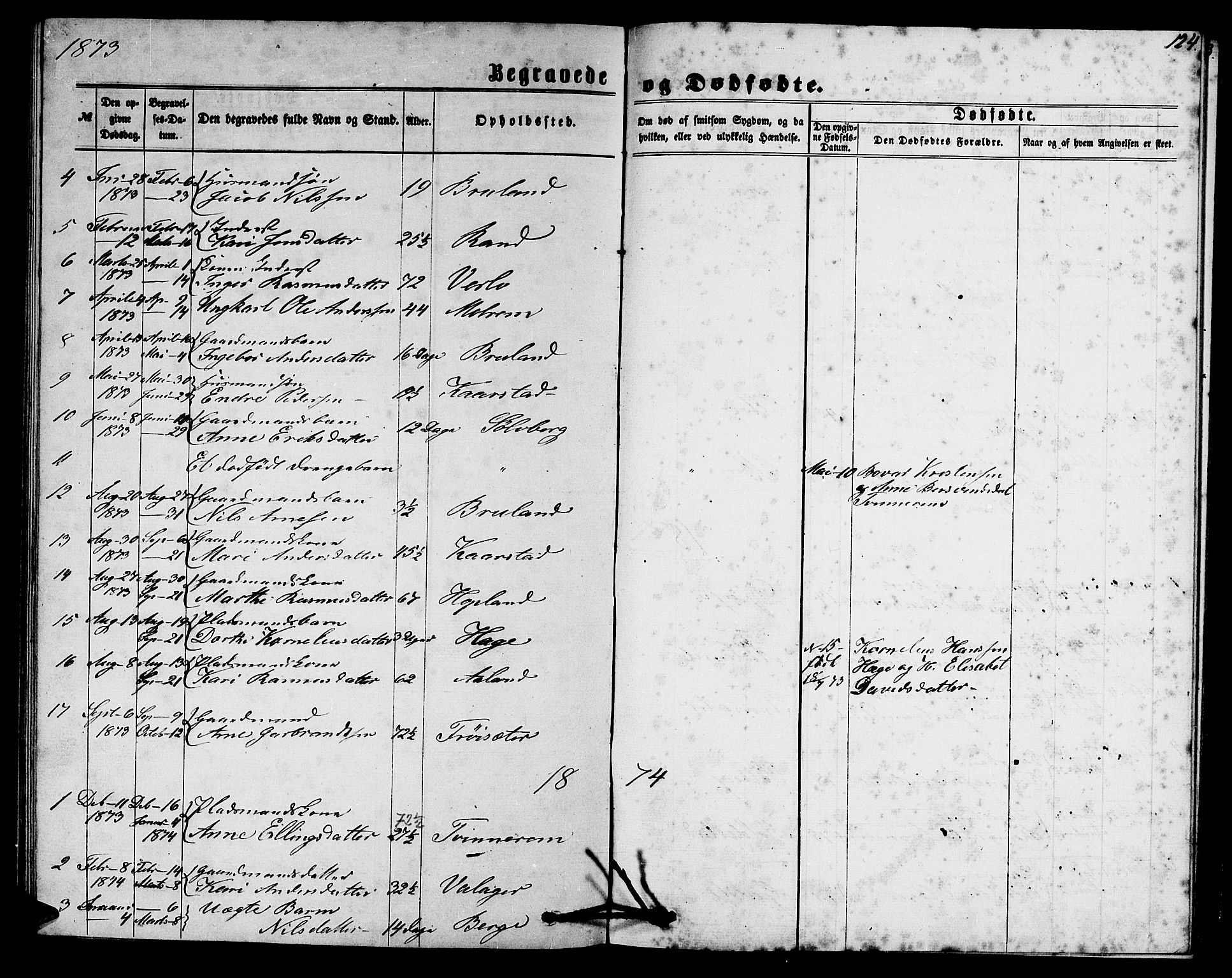 Innvik sokneprestembete, AV/SAB-A-80501: Klokkerbok nr. C 2, 1864-1882, s. 124