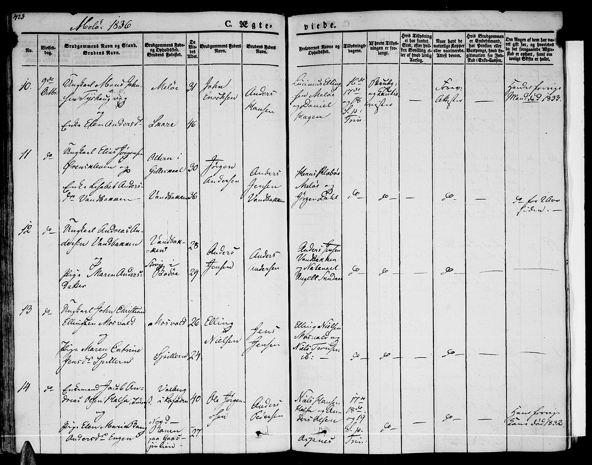 Ministerialprotokoller, klokkerbøker og fødselsregistre - Nordland, AV/SAT-A-1459/841/L0600: Ministerialbok nr. 841A07 /2, 1824-1843, s. 425