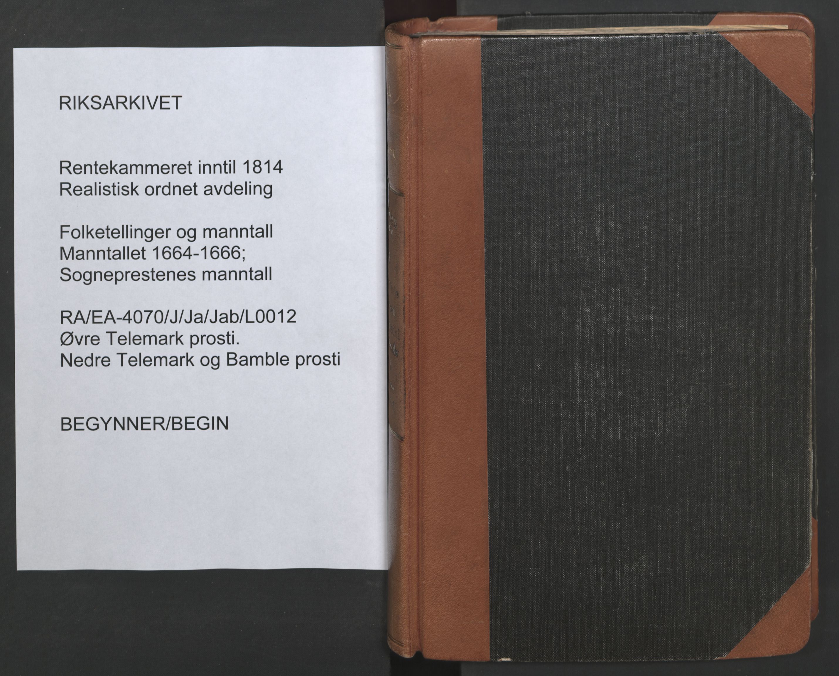 RA, Sogneprestenes manntall 1664-1666, nr. 12: Øvre Telemark prosti, Nedre Telemark prosti og Bamble prosti, 1664-1666