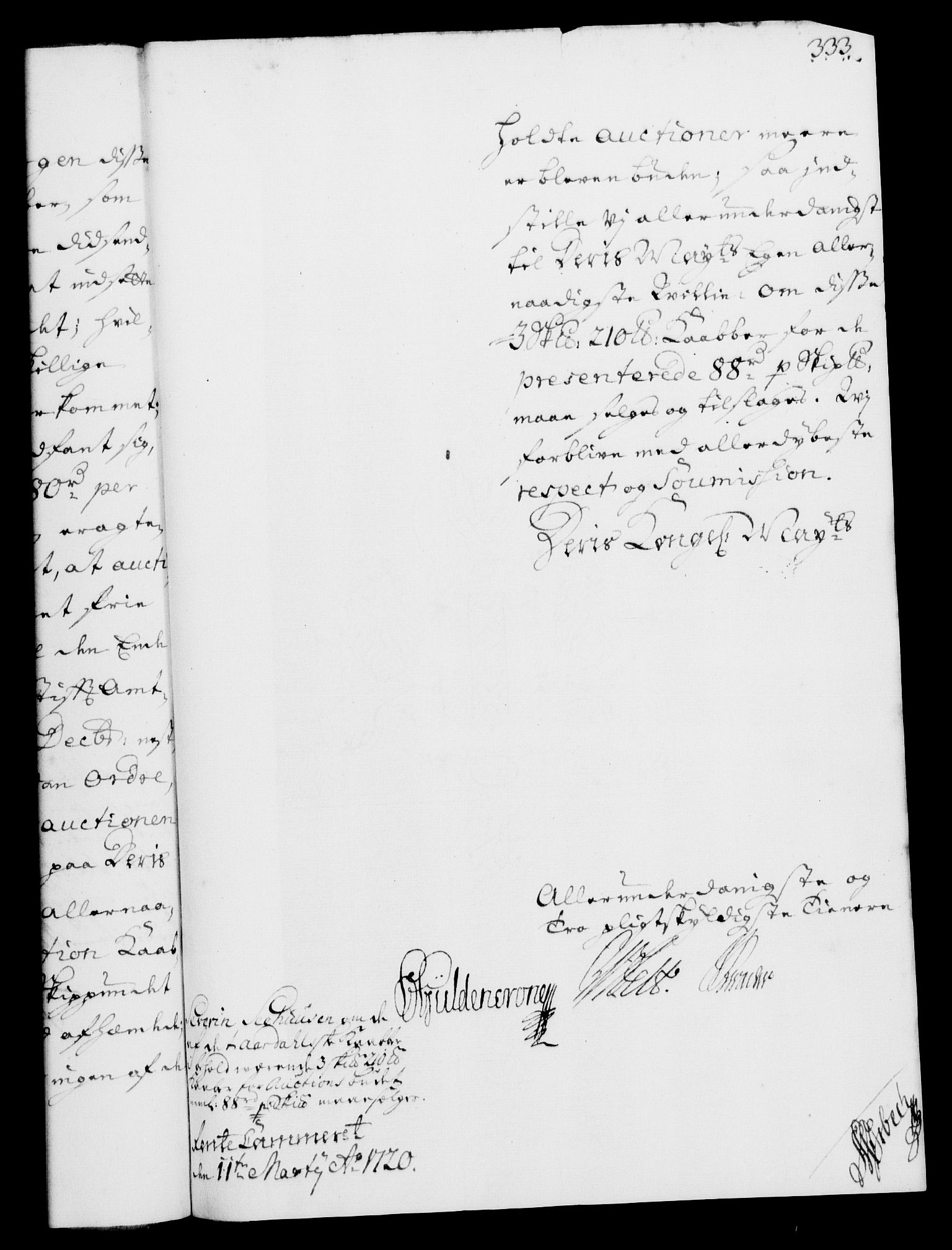 Rentekammeret, Kammerkanselliet, RA/EA-3111/G/Gf/Gfa/L0002: Norsk relasjons- og resolusjonsprotokoll (merket RK 52.2), 1720, s. 333