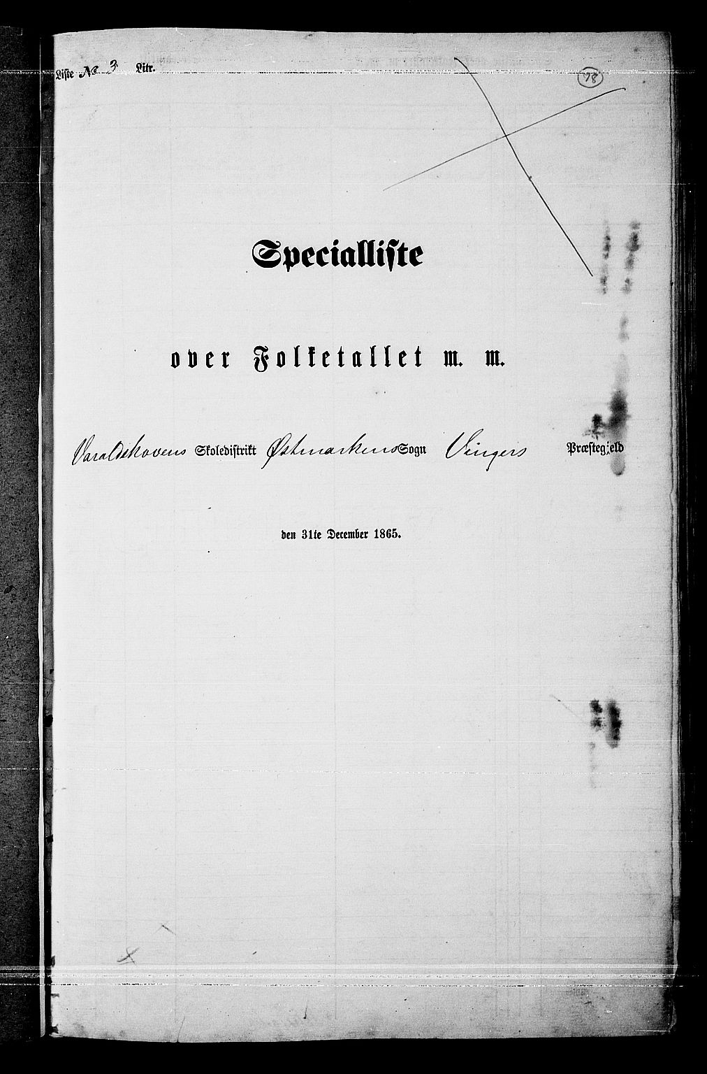 RA, Folketelling 1865 for 0421L Vinger prestegjeld, Vinger sokn og Austmarka sokn, 1865, s. 72