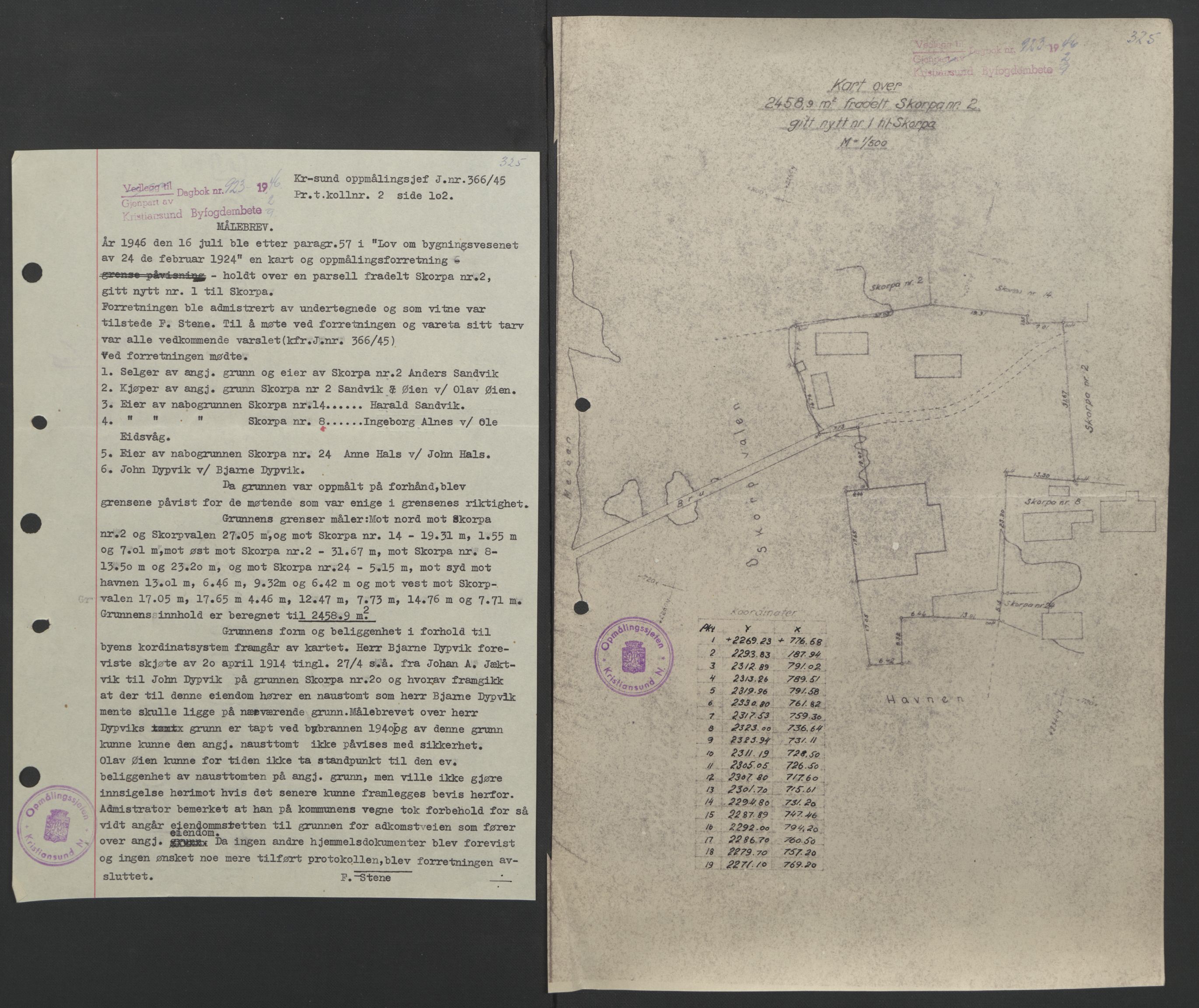 Kristiansund byfogd, AV/SAT-A-4587/A/27: Pantebok nr. 37, 1942-1945, Dagboknr: 923/1946