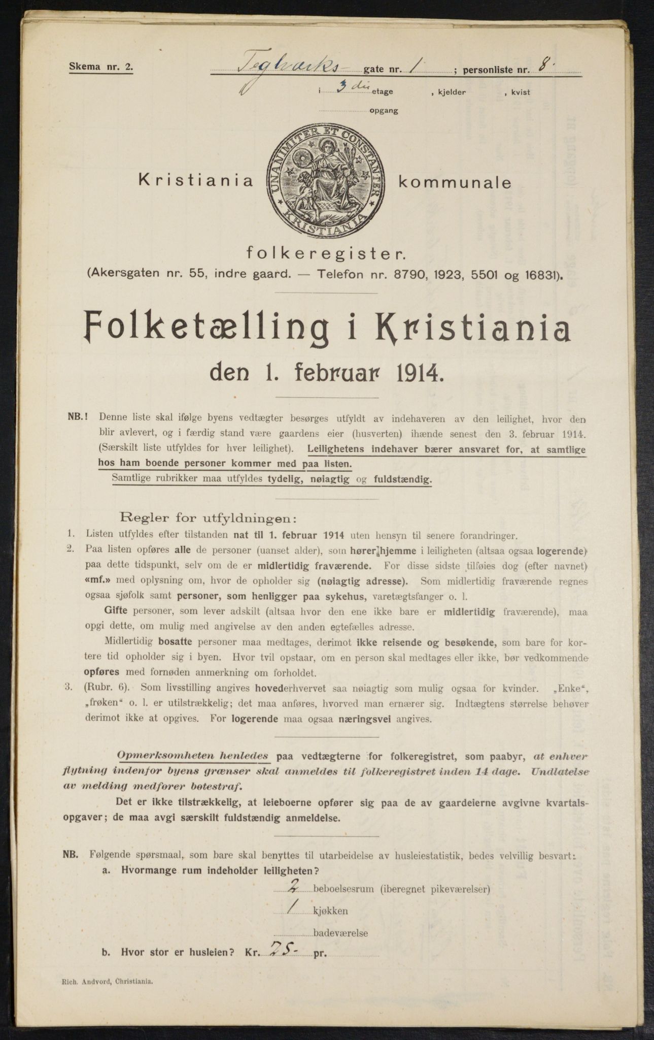 OBA, Kommunal folketelling 1.2.1914 for Kristiania, 1914, s. 108061