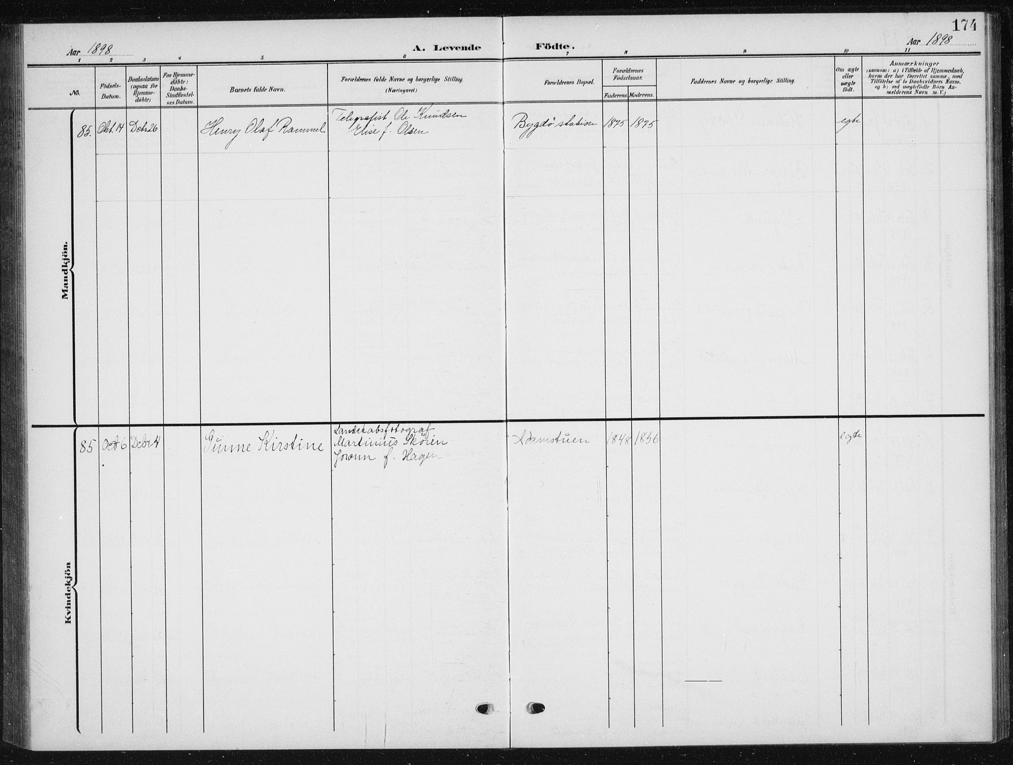 Vestre Aker prestekontor Kirkebøker, AV/SAO-A-10025/F/Fb/L0001: Ministerialbok nr. II 1, 1880-1906, s. 174