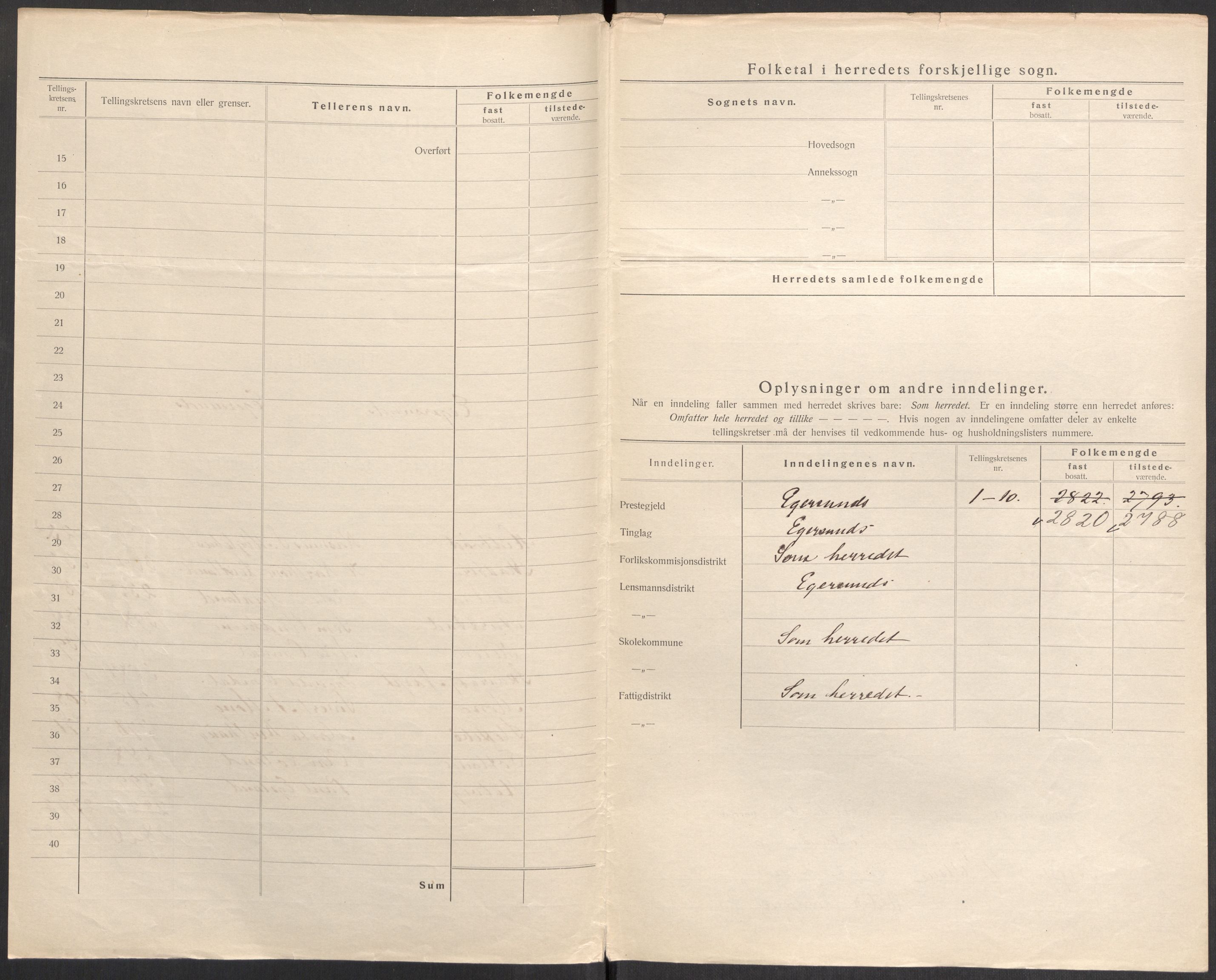 SAST, Folketelling 1920 for 1116 Eigersund herred, 1920, s. 5