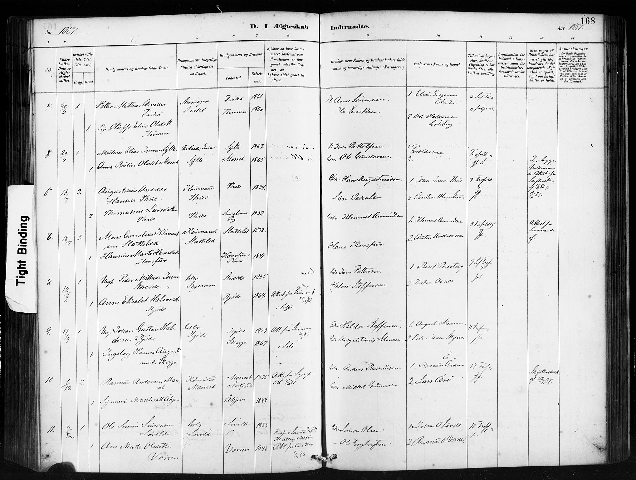 Ministerialprotokoller, klokkerbøker og fødselsregistre - Møre og Romsdal, AV/SAT-A-1454/501/L0008: Ministerialbok nr. 501A08, 1885-1901, s. 168