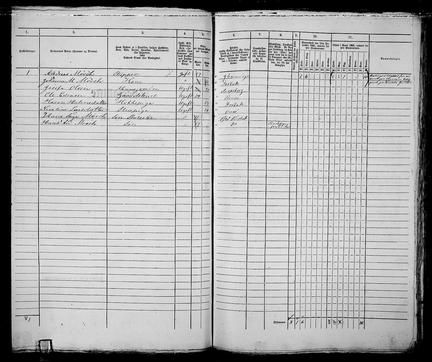 RA, Folketelling 1865 for 0103B Fredrikstad prestegjeld, Fredrikstad kjøpstad, 1865, s. 219