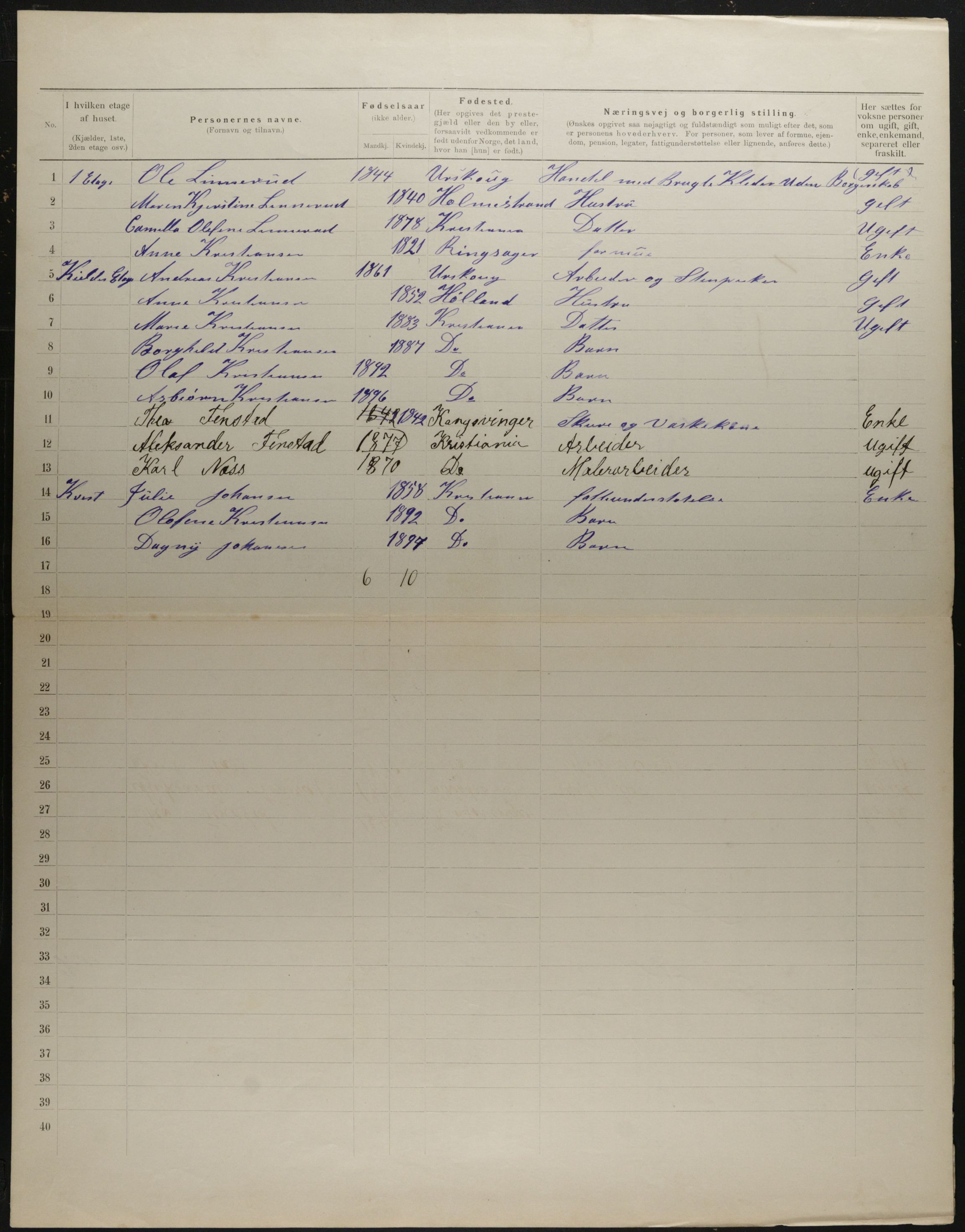 OBA, Kommunal folketelling 31.12.1901 for Kristiania kjøpstad, 1901, s. 4572
