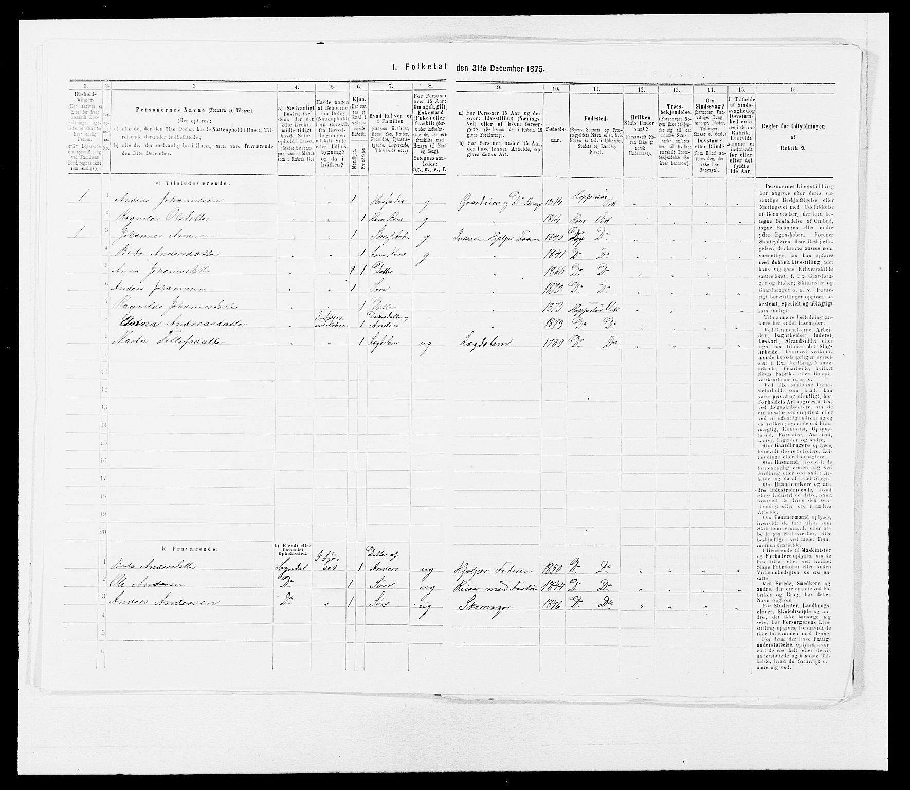 SAB, Folketelling 1875 for 1417P Vik prestegjeld, 1875, s. 389