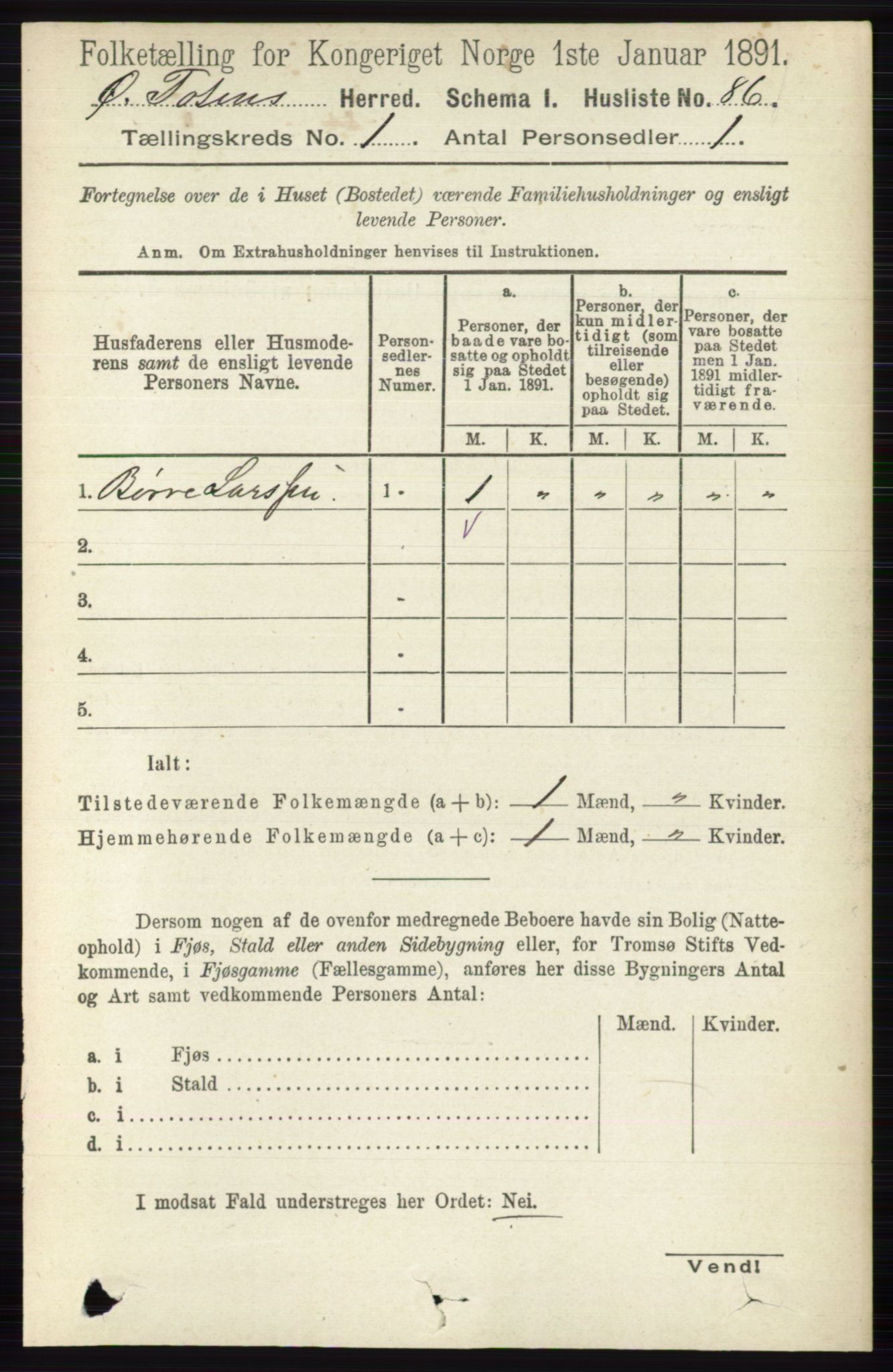 RA, Folketelling 1891 for 0528 Østre Toten herred, 1891, s. 139