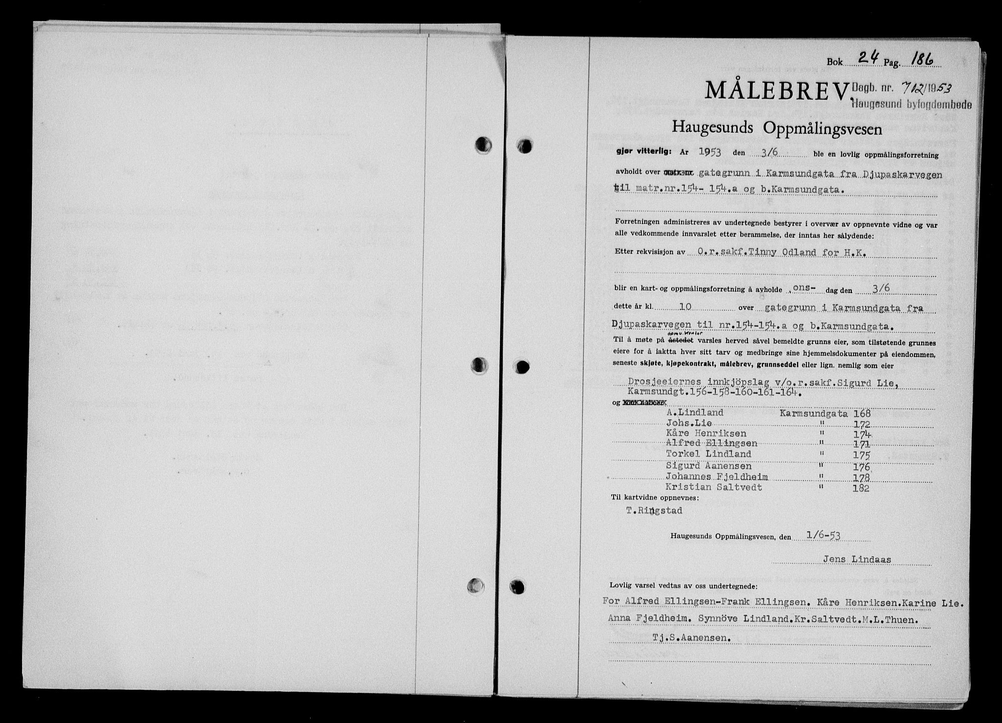 Haugesund tingrett, SAST/A-101415/01/II/IIC/L0065: Pantebok nr. A 6, 1951-1953, Dagboknr: 702/1953