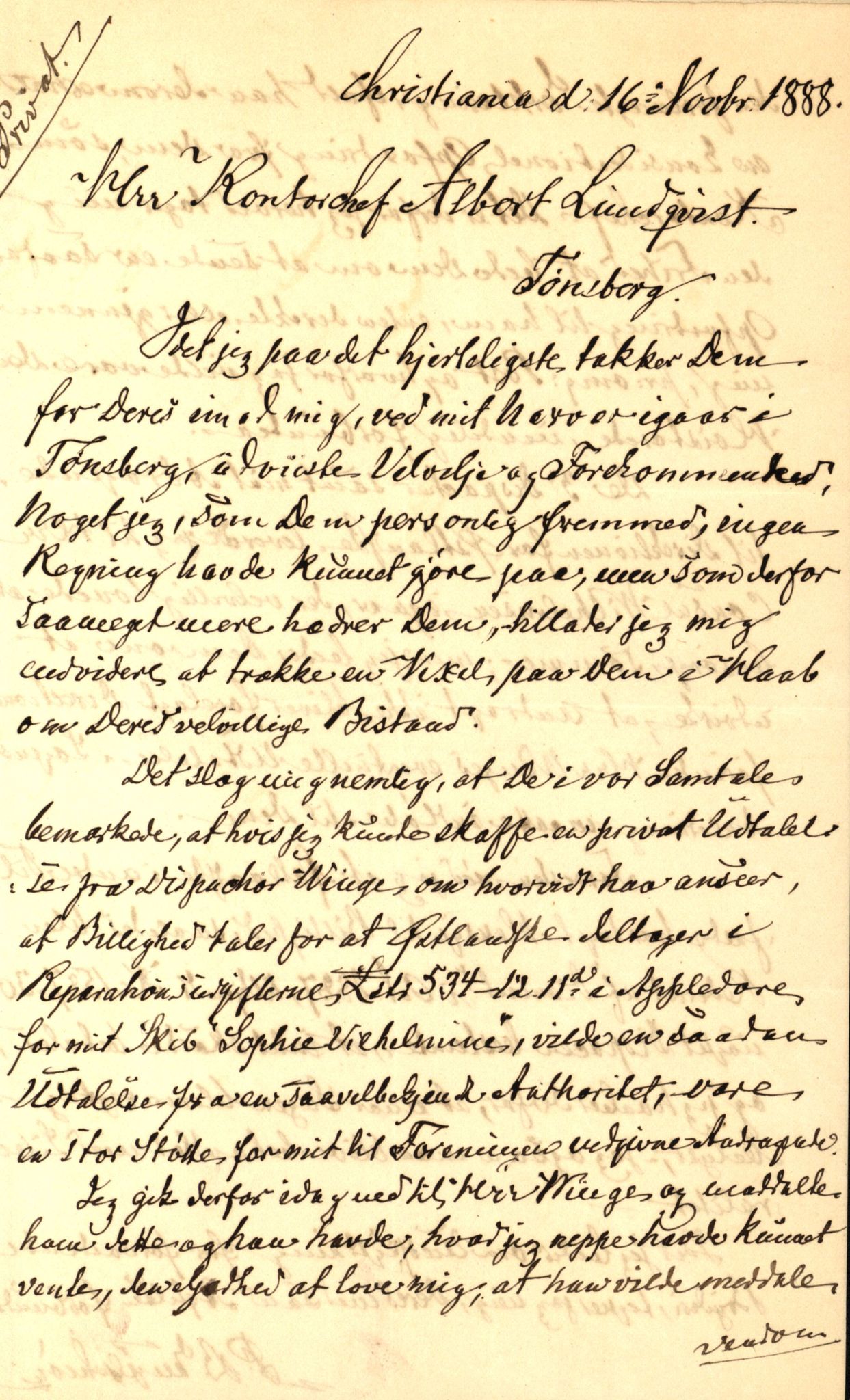 Pa 63 - Østlandske skibsassuranceforening, VEMU/A-1079/G/Ga/L0023/0002: Havaridokumenter / Flora, Frank, Freidig, Sophie, Wilhelmine, 1888, s. 115