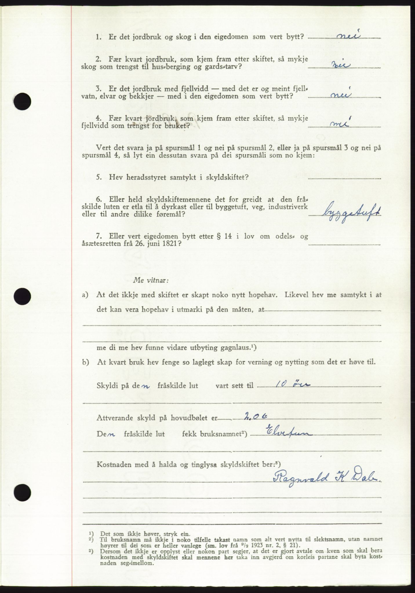 Søre Sunnmøre sorenskriveri, AV/SAT-A-4122/1/2/2C/L0085: Pantebok nr. 11A, 1949-1949, Dagboknr: 2094/1949