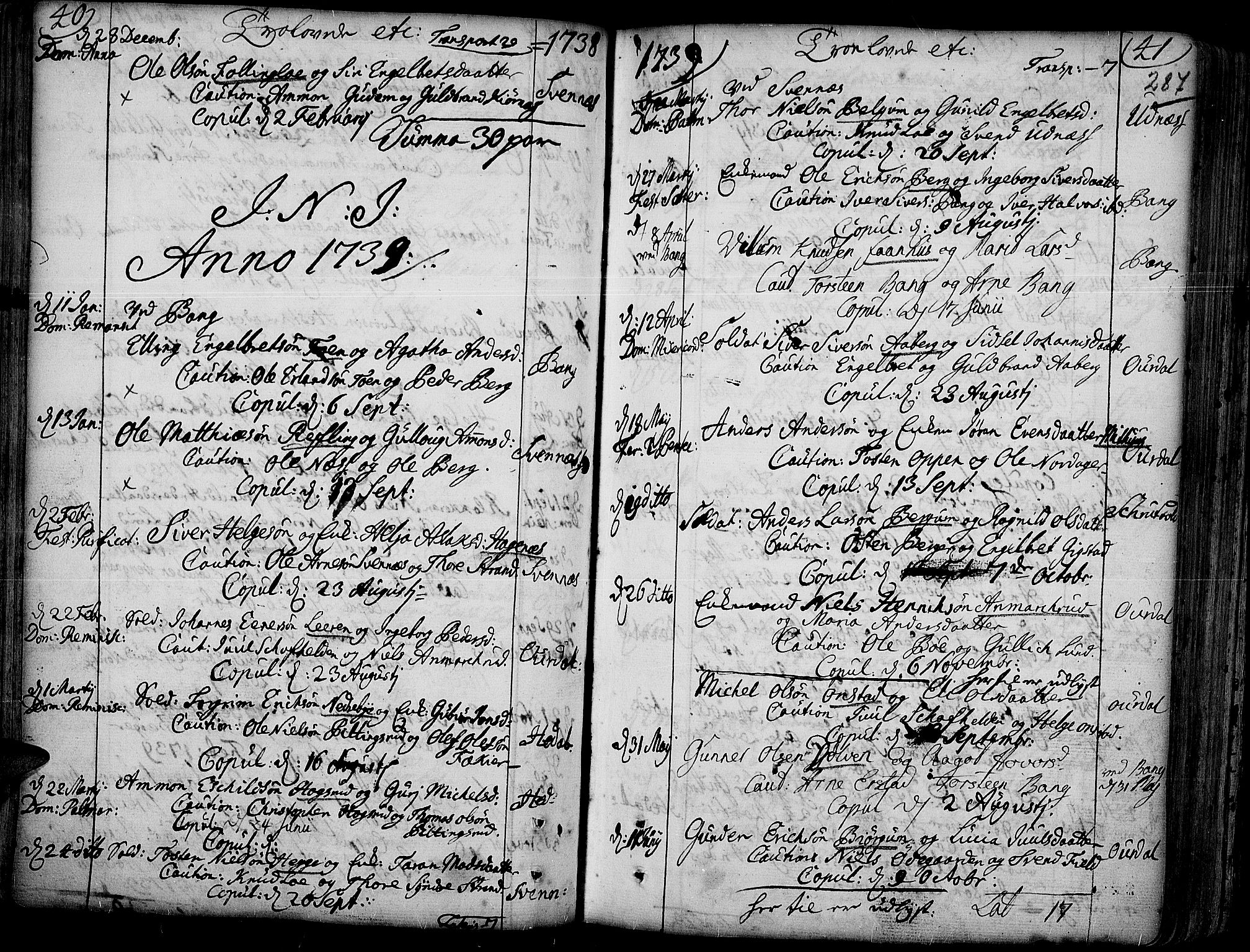 Aurdal prestekontor, AV/SAH-PREST-126/H/Ha/Haa/L0004: Ministerialbok nr. 4, 1730-1762, s. 40-41