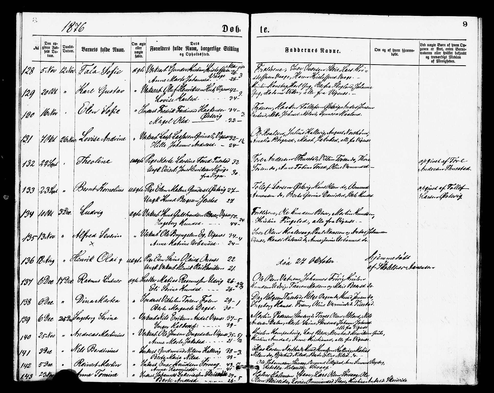 Avaldsnes sokneprestkontor, AV/SAST-A -101851/H/Ha/Haa/L0013: Ministerialbok nr. A 13, 1876-1879, s. 9