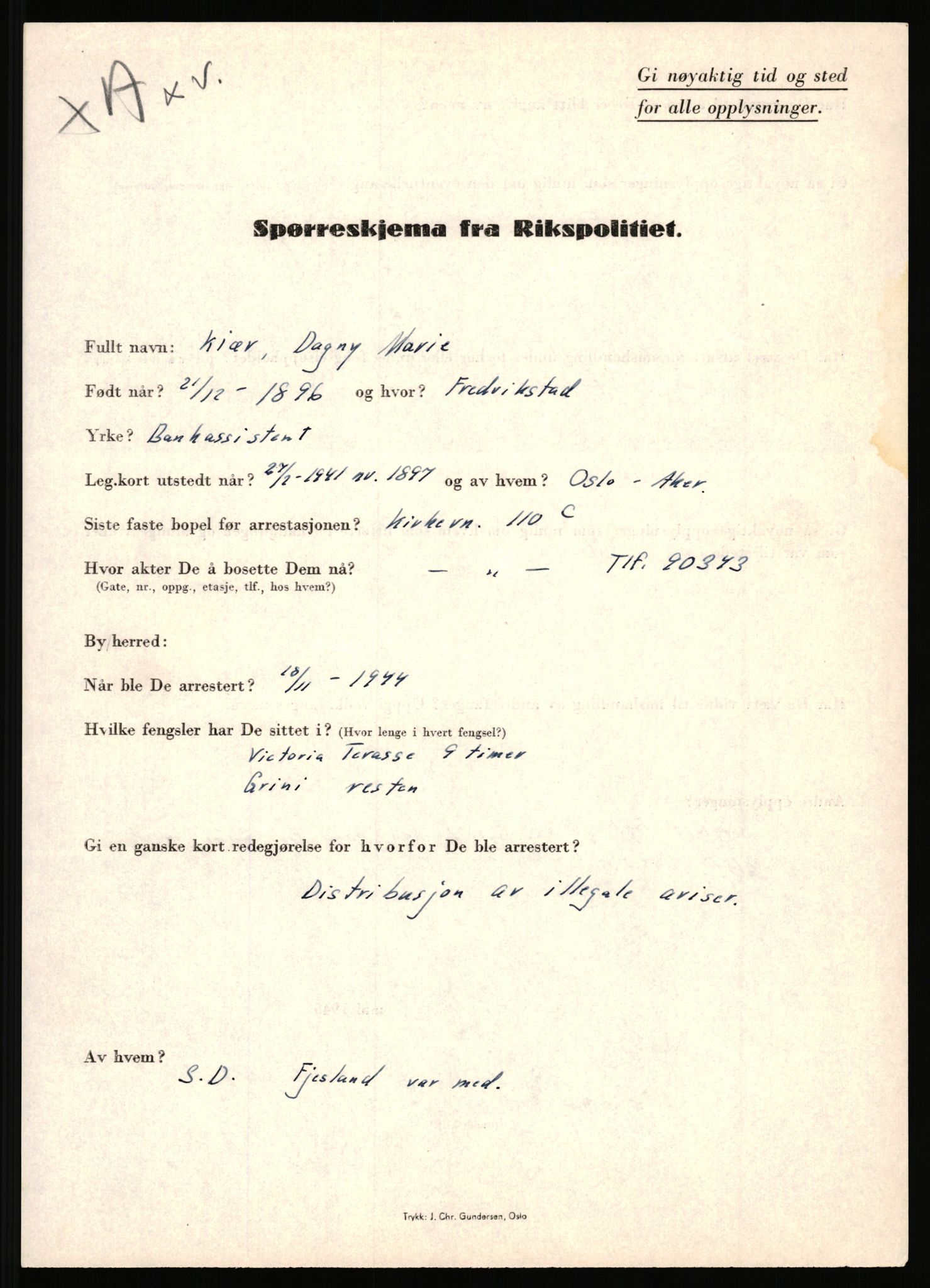 Rikspolitisjefen, AV/RA-S-1560/L/L0009: Karlsen, Aksel Emanuel - Kristiansen, Øivind Vetre, 1940-1945, s. 277