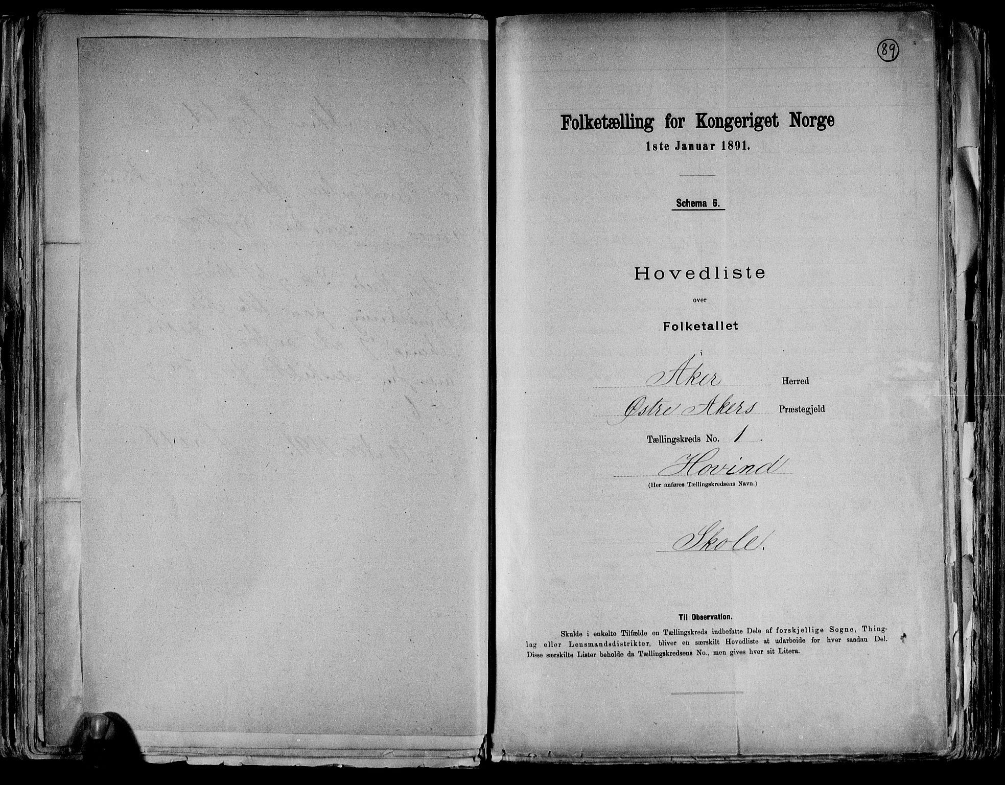 RA, Folketelling 1891 for 0218 Aker herred, 1891, s. 6