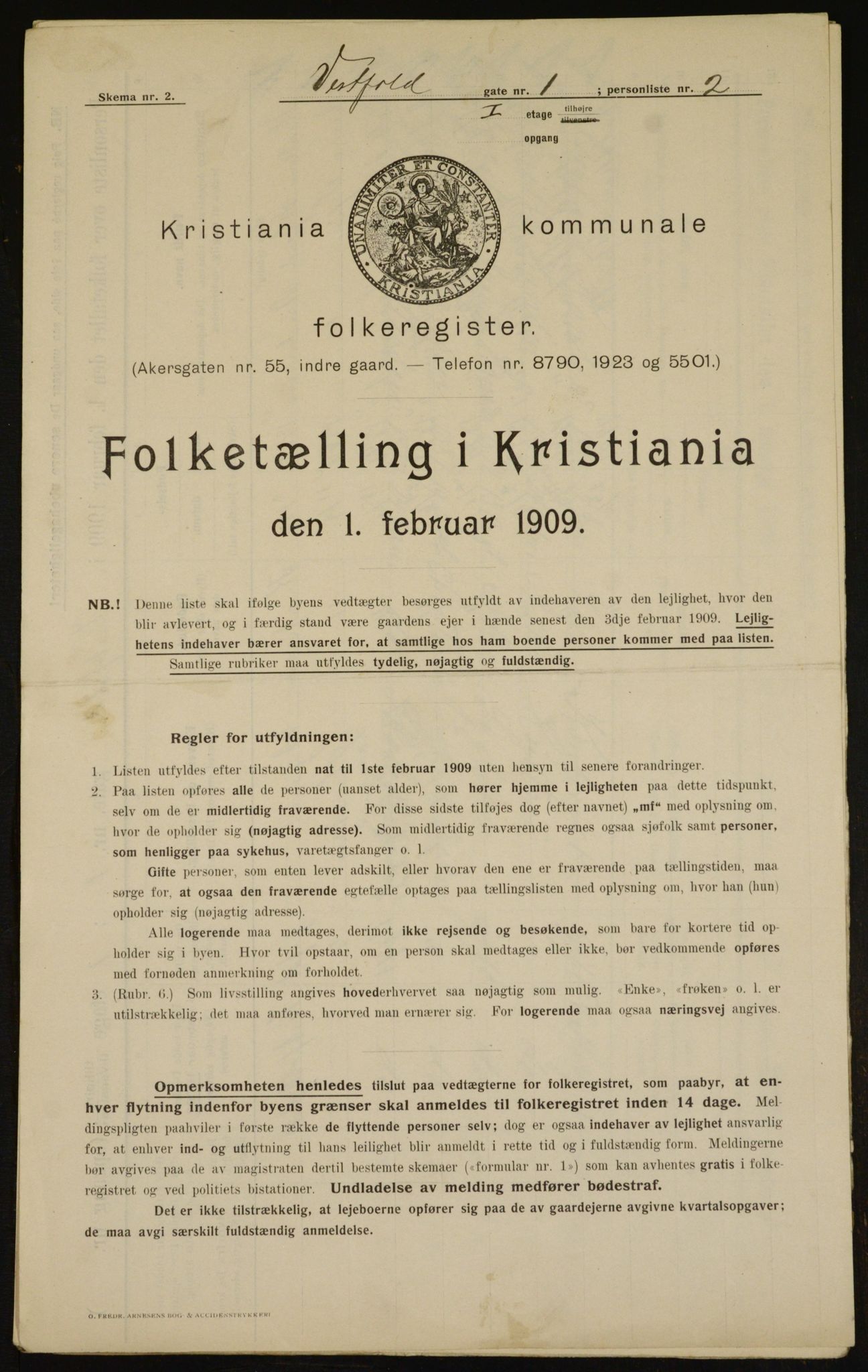 OBA, Kommunal folketelling 1.2.1909 for Kristiania kjøpstad, 1909, s. 111008