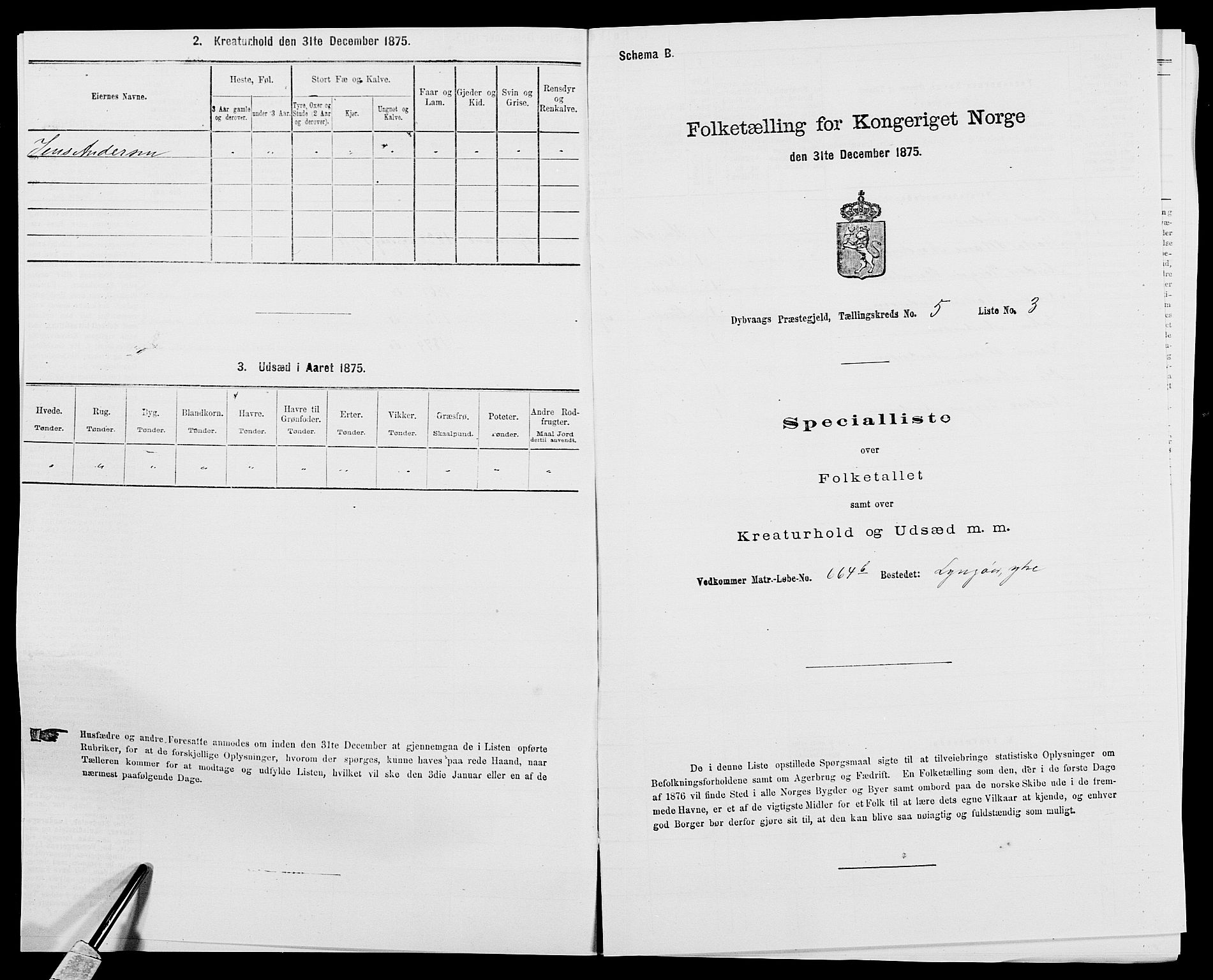 SAK, Folketelling 1875 for 0915P Dypvåg prestegjeld, 1875, s. 539