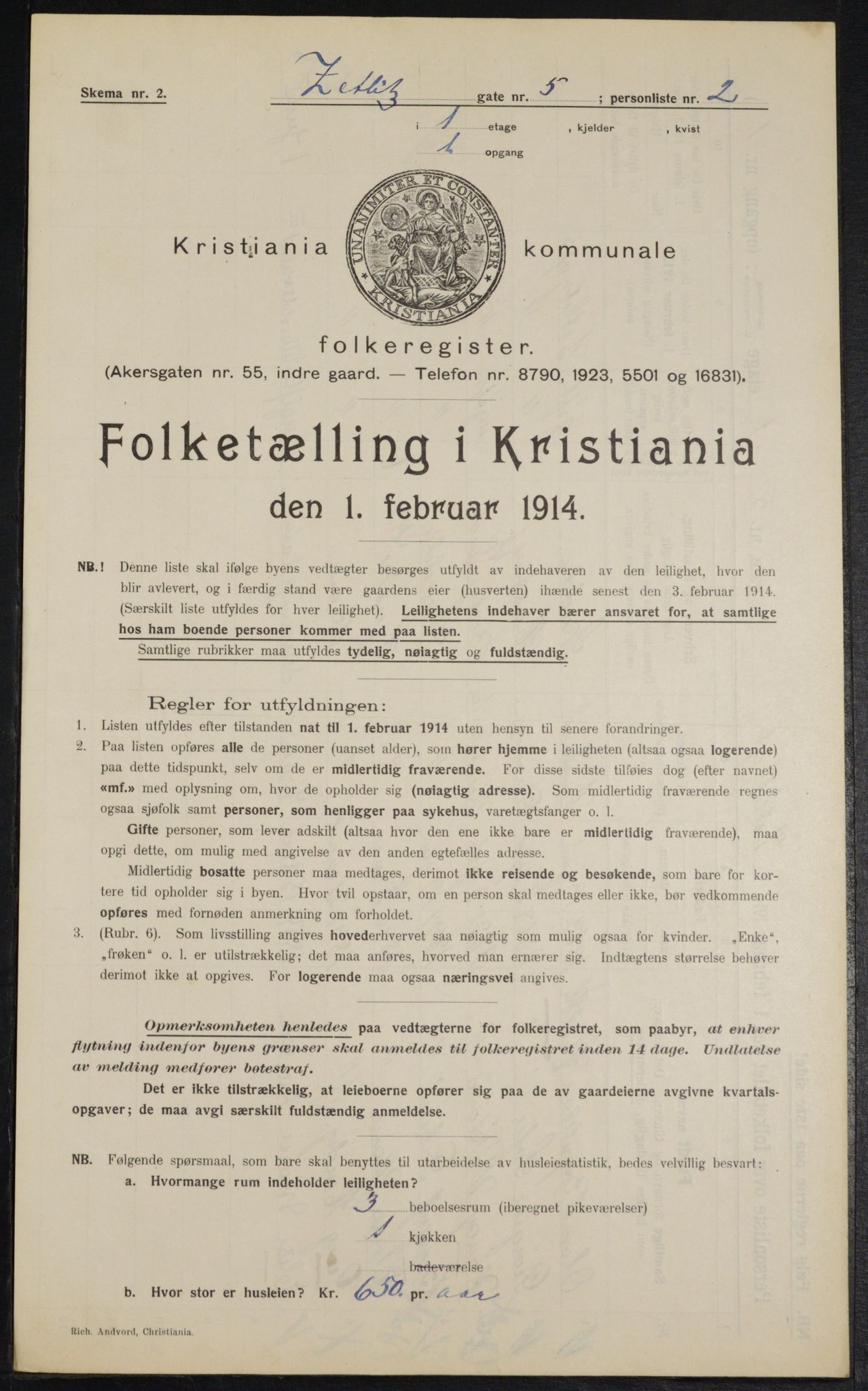 OBA, Kommunal folketelling 1.2.1914 for Kristiania, 1914, s. 129698