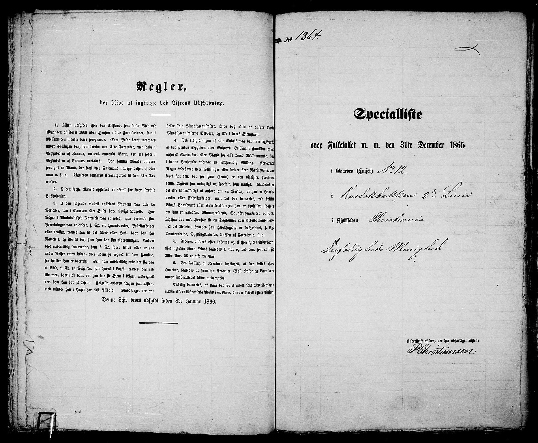 RA, Folketelling 1865 for 0301 Kristiania kjøpstad, 1865, s. 3088