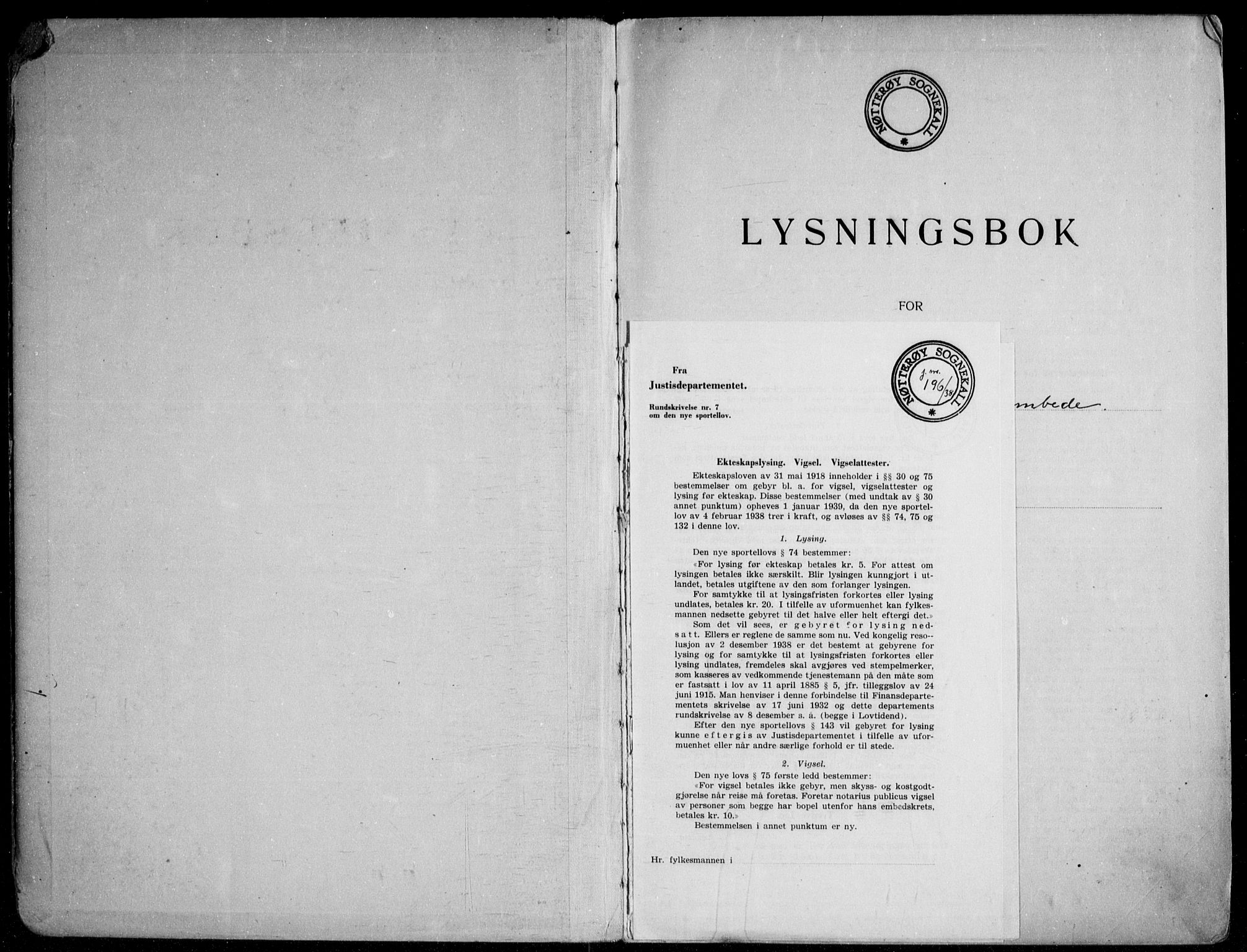 Nøtterøy kirkebøker, AV/SAKO-A-354/H/Ha/L0002: Lysningsprotokoll nr. 2, 1937-1952