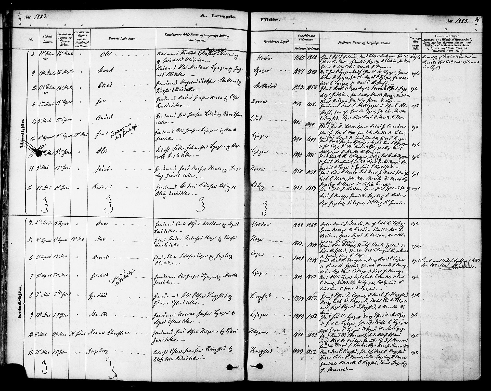 Ministerialprotokoller, klokkerbøker og fødselsregistre - Sør-Trøndelag, AV/SAT-A-1456/692/L1105: Ministerialbok nr. 692A05, 1878-1890, s. 24