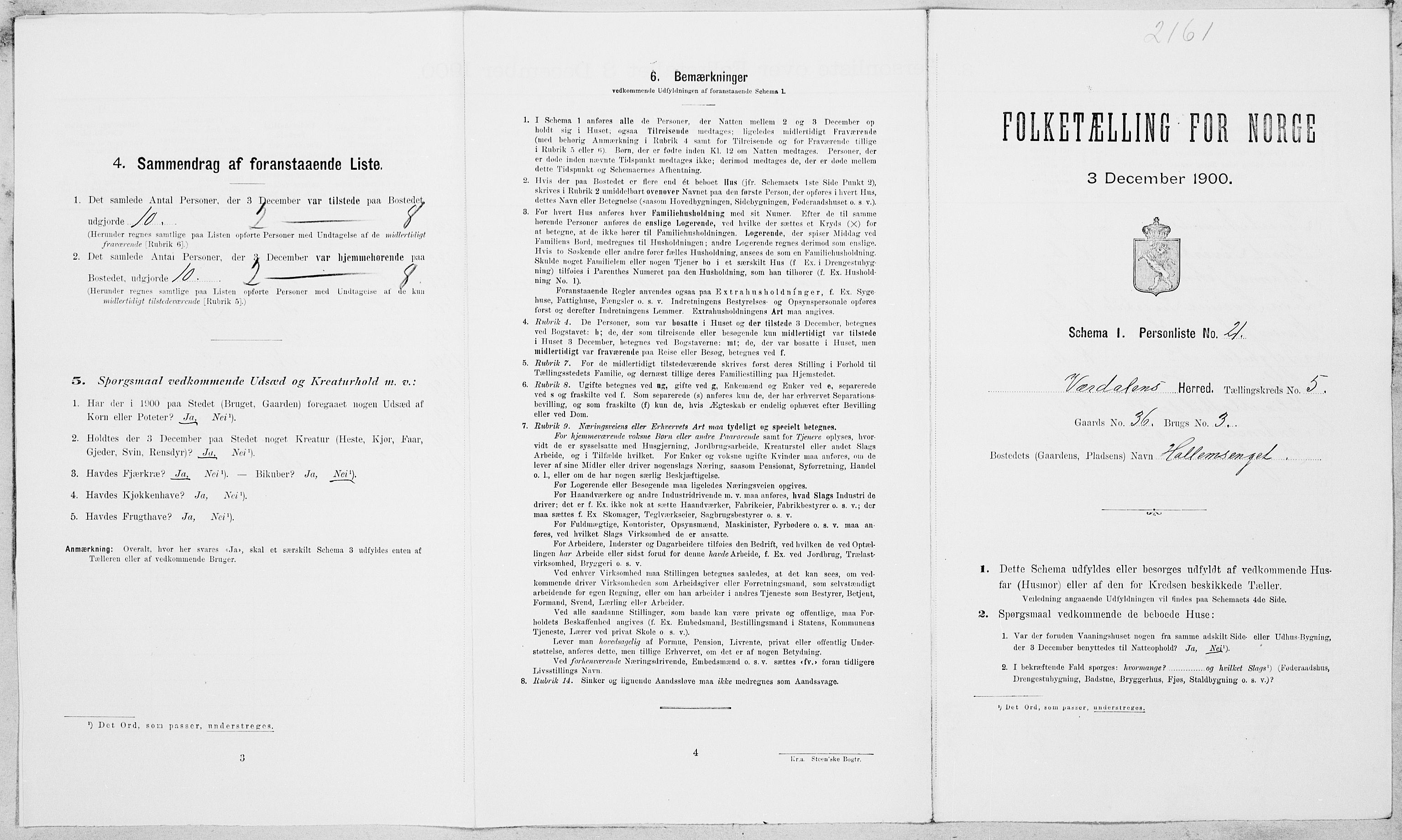 SAT, Folketelling 1900 for 1721 Verdal herred, 1900, s. 813