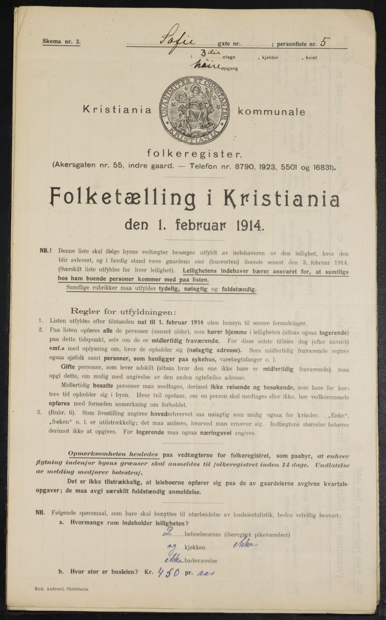 OBA, Kommunal folketelling 1.2.1914 for Kristiania, 1914, s. 98570