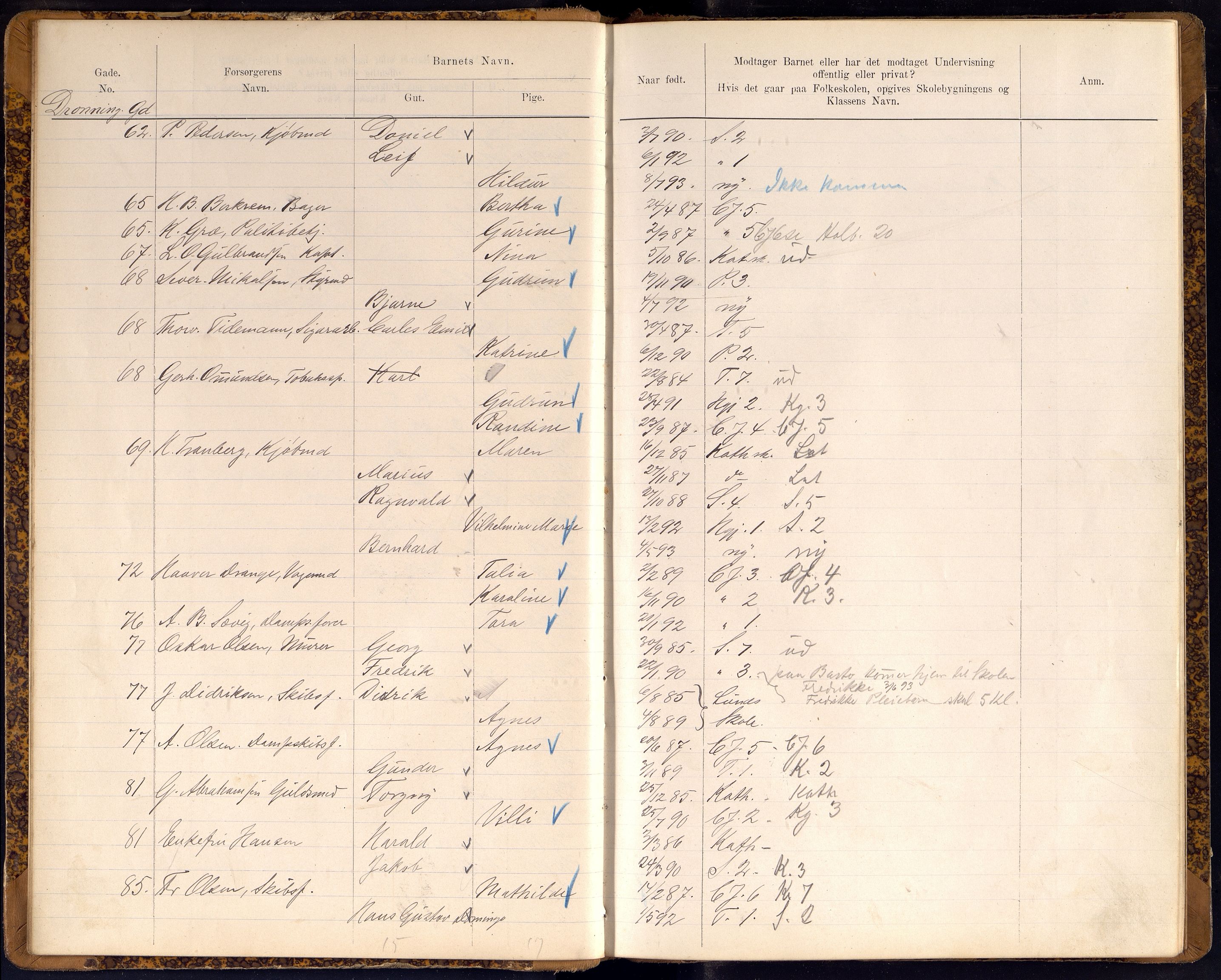 Kristiansand By - Skolekommisjonen/ -Styret, ARKSOR/1001KG510/J/Jb/L0009: Barnetelling, 1899