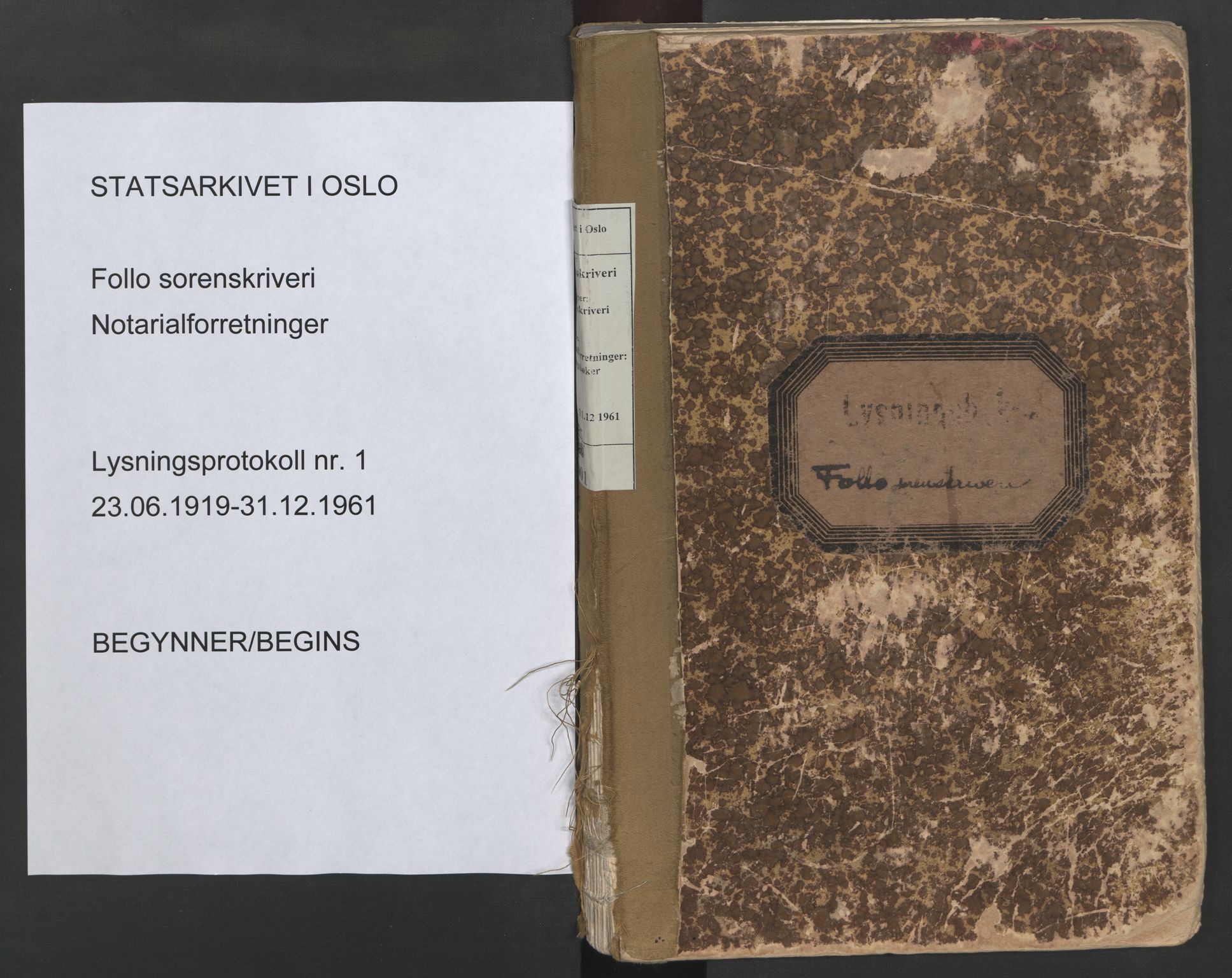 Follo sorenskriveri, AV/SAO-A-10274/L/La/Lac/L0001: Lysningsbok, 1919-1961