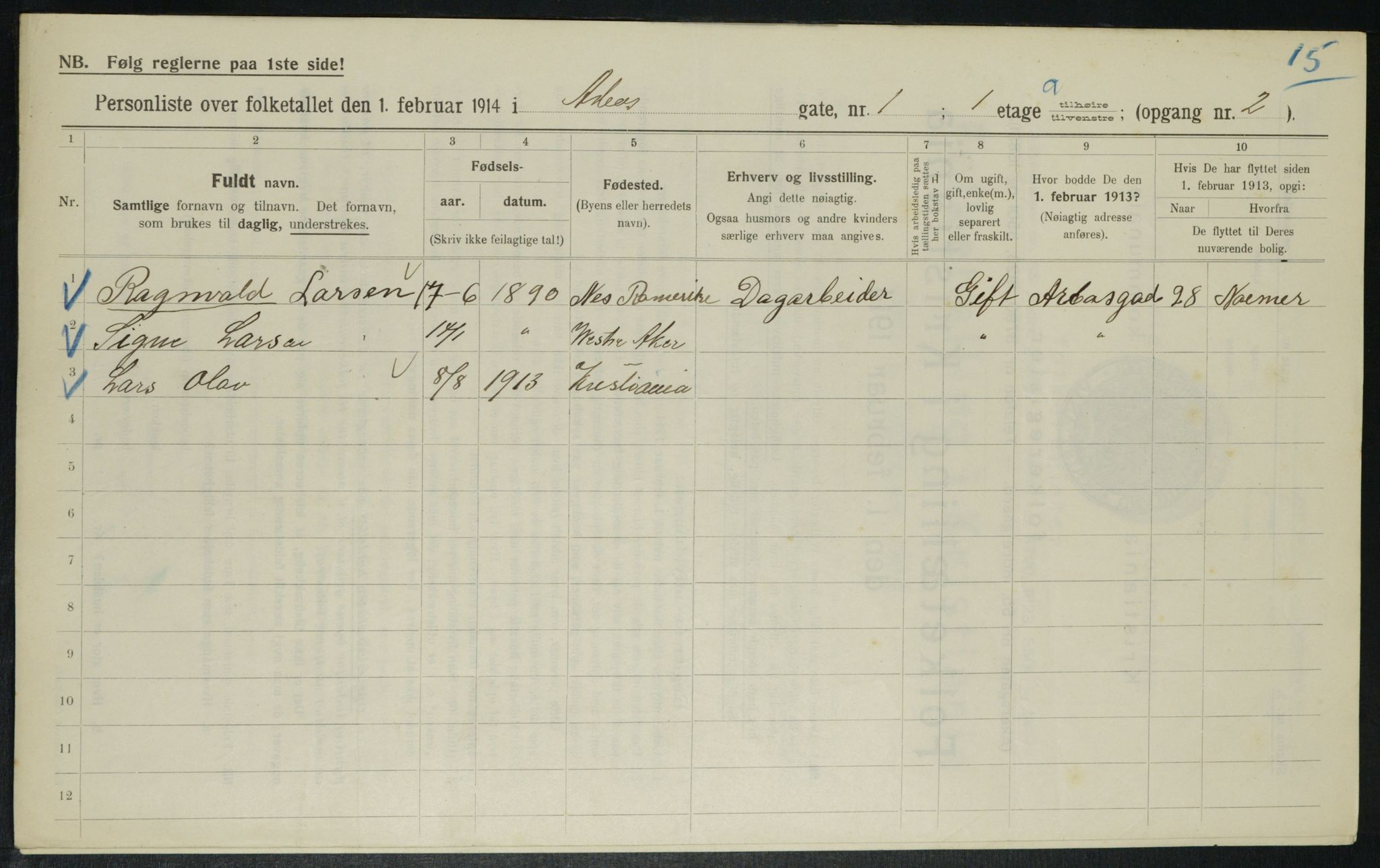 OBA, Kommunal folketelling 1.2.1914 for Kristiania, 1914, s. 1729