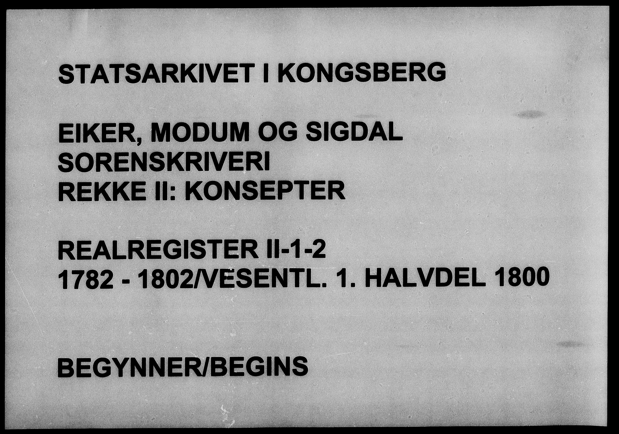 Eiker, Modum og Sigdal sorenskriveri, SAKO/A-123/G/Gb/Gbb/L0001: Panteregister nr. II 1, 1782-1802