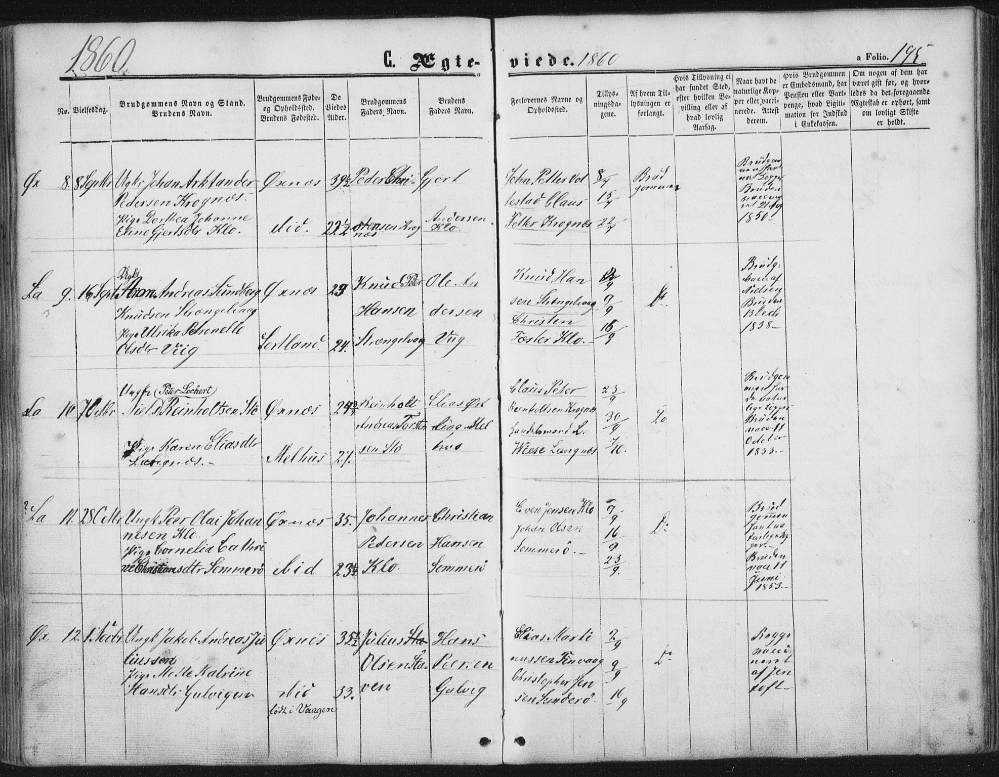 Ministerialprotokoller, klokkerbøker og fødselsregistre - Nordland, AV/SAT-A-1459/893/L1333: Ministerialbok nr. 893A06, 1858-1866, s. 195