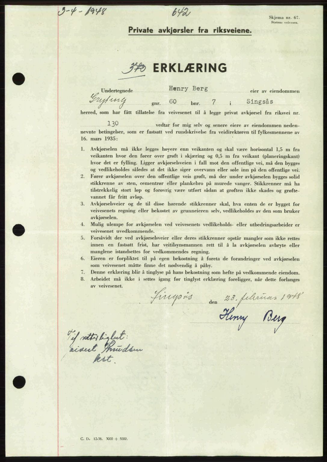 Gauldal sorenskriveri, SAT/A-0014/1/2/2C: Pantebok nr. A5, 1947-1948, Dagboknr: 373/1948
