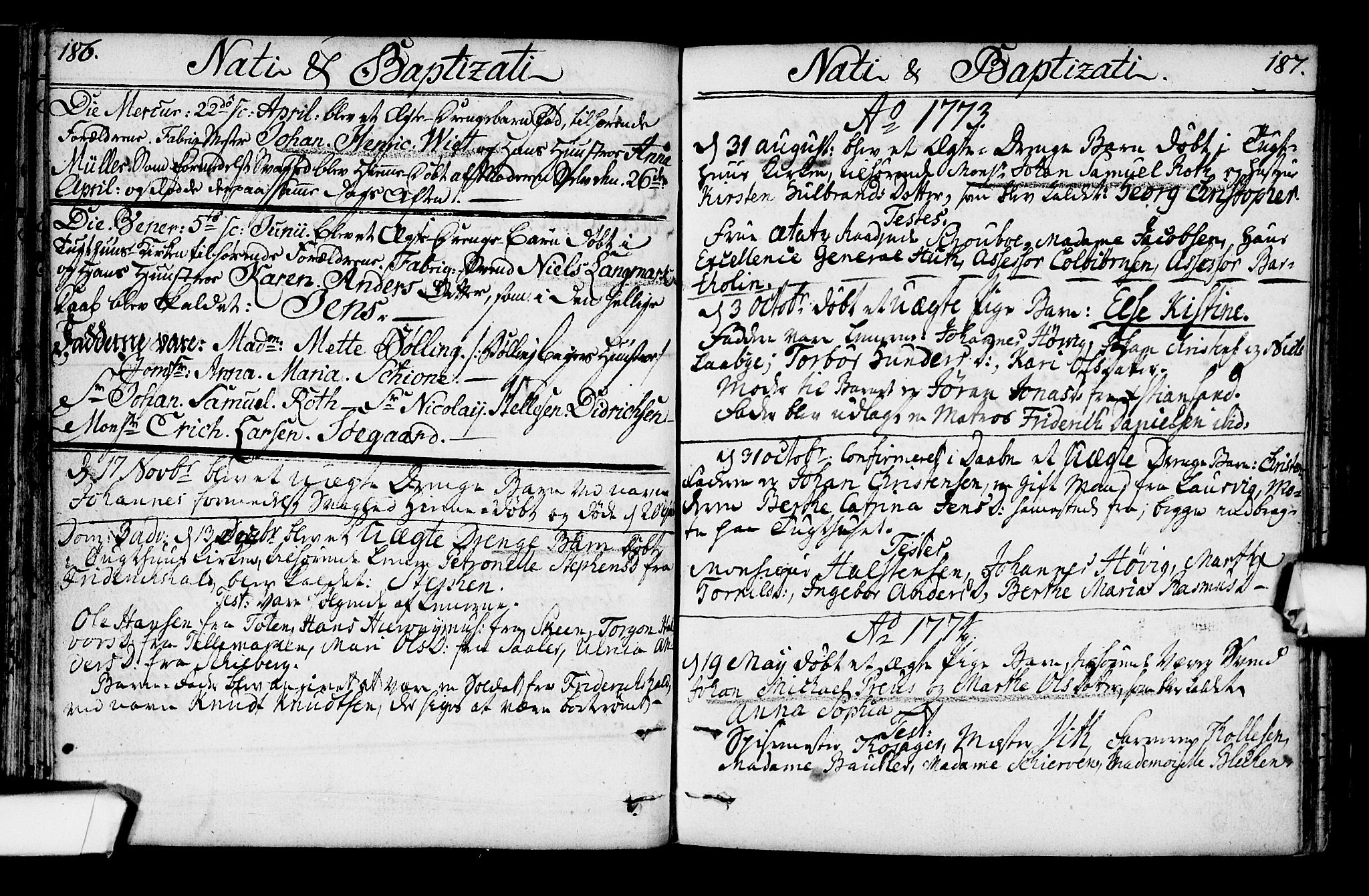 Kristiania tukthusprest Kirkebøker, SAO/A-10881/F/Fa/L0001: Ministerialbok nr. 1, 1758-1828, s. 186-187