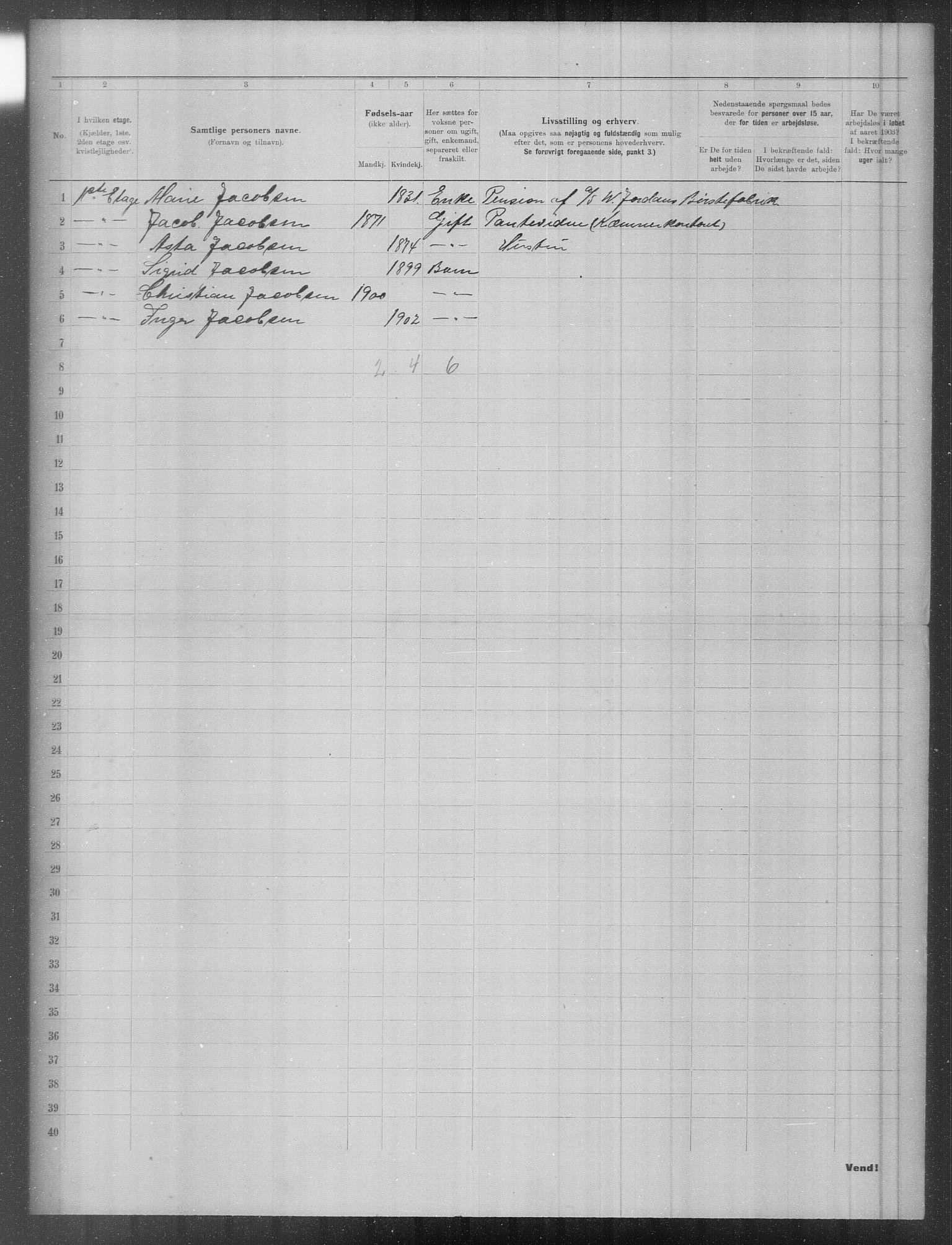 OBA, Kommunal folketelling 31.12.1903 for Kristiania kjøpstad, 1903, s. 9166