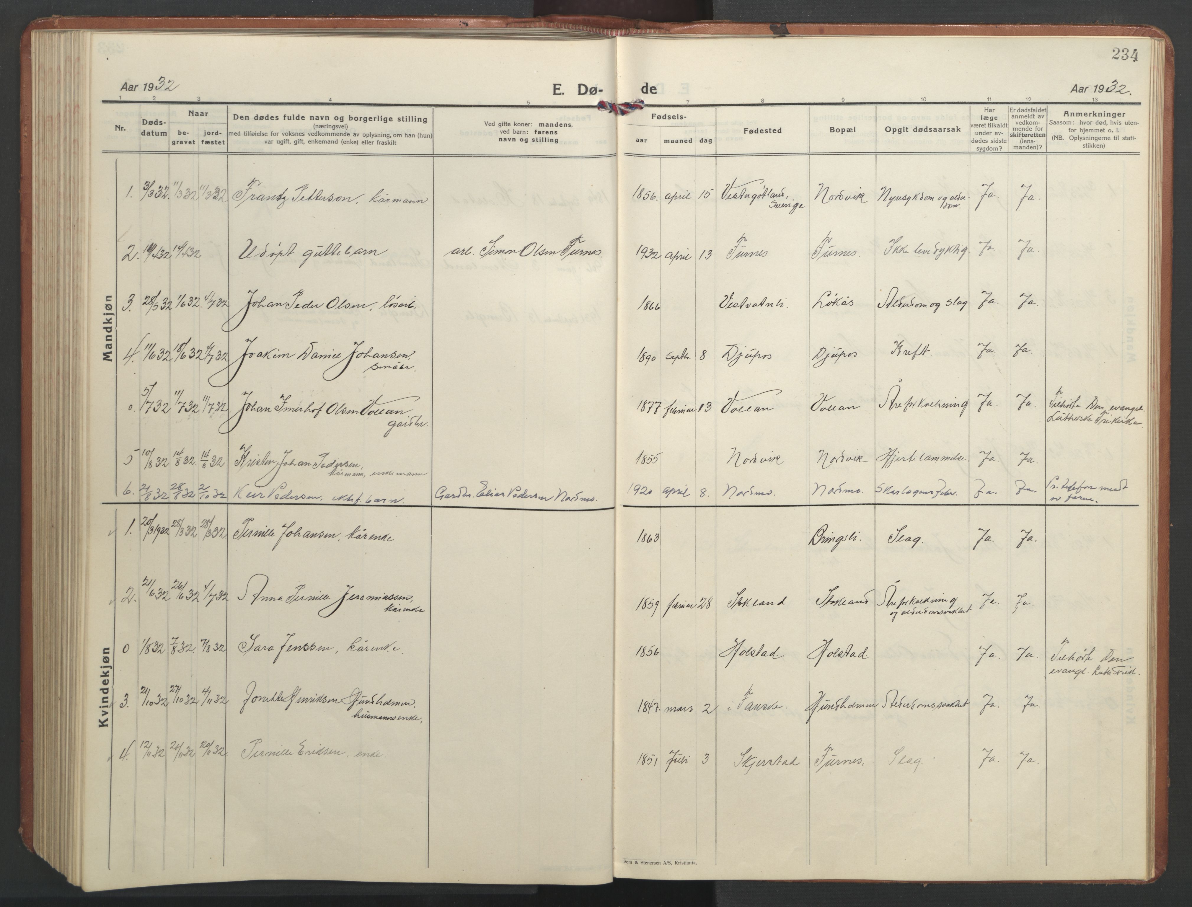 Ministerialprotokoller, klokkerbøker og fødselsregistre - Nordland, AV/SAT-A-1459/851/L0727: Klokkerbok nr. 851C02, 1925-1948, s. 234