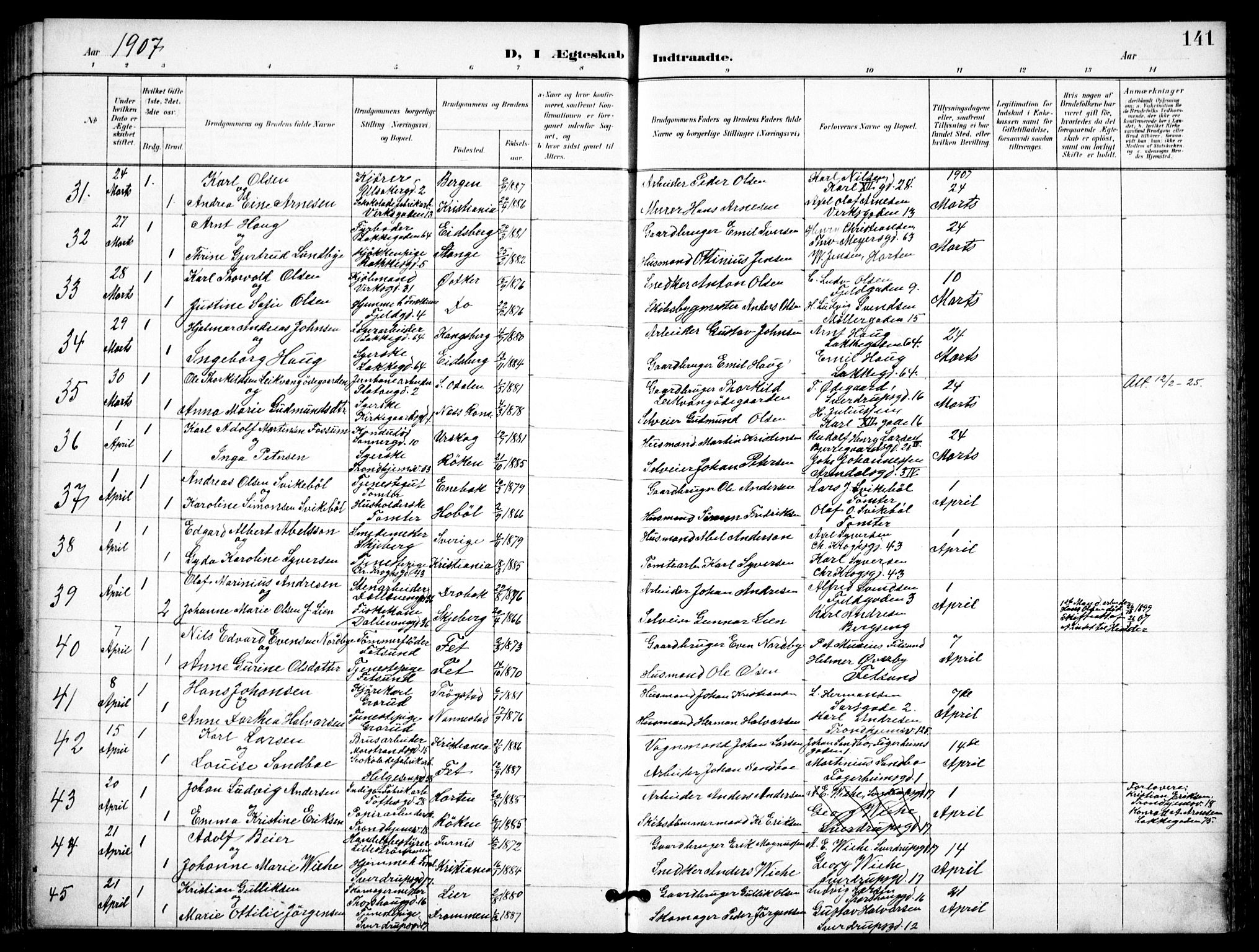 Petrus prestekontor Kirkebøker, AV/SAO-A-10872/F/Fa/L0009: Ministerialbok nr. I 9, 1897-1911, s. 141